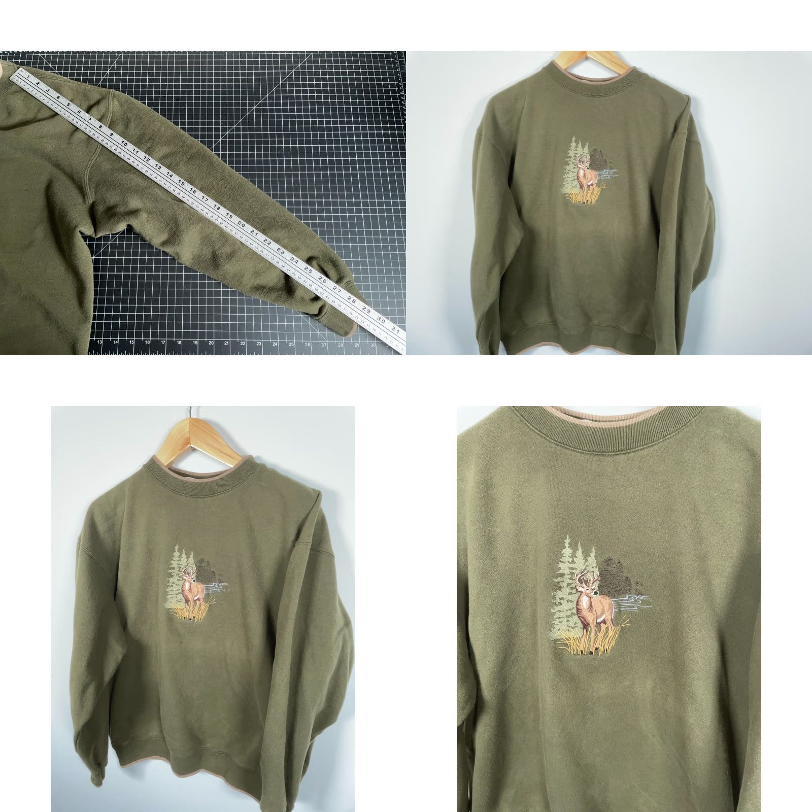 Vintage VINTAGE M&C Sports Sweatshirt Crewneck Green Embroidered Deer Nature Scenic XL Mens Pullover Wool-Heavyweight Cotton Blend Size US XL / EU 56 / 4 - 8 Thumbnail