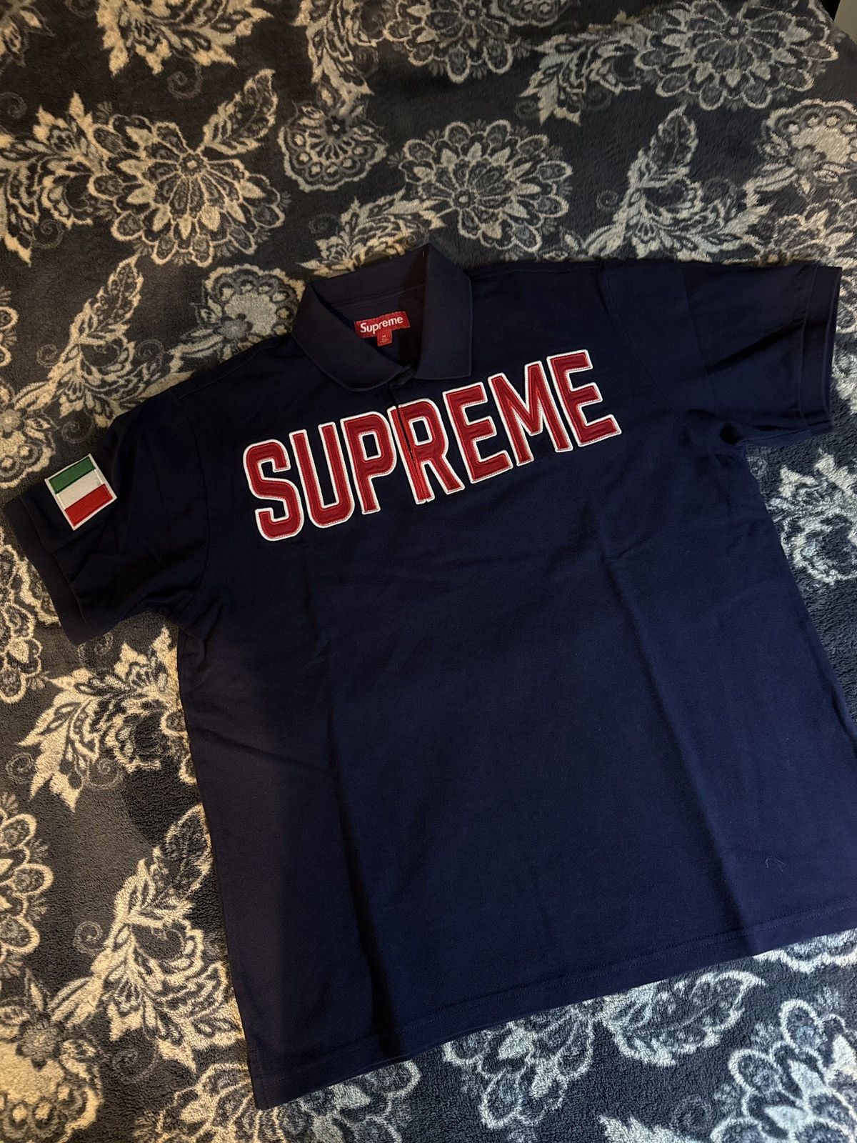Supreme SUPREME TWILL APPLIQUÉ POLO - NAVY - FW25 | Grailed