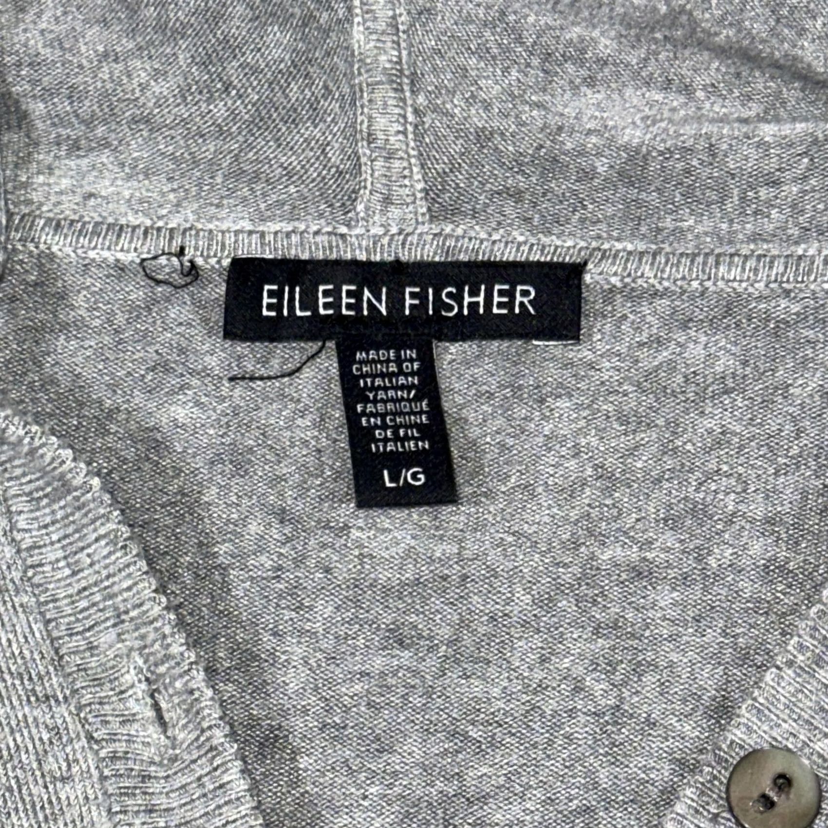 Eileen Fisher VINTAGE? No. Eileen Fisher Sweater Womens L Gray Hooded Henley Knit Hoodie Pullover Size L / US 10 / IT 46 - 4 Thumbnail