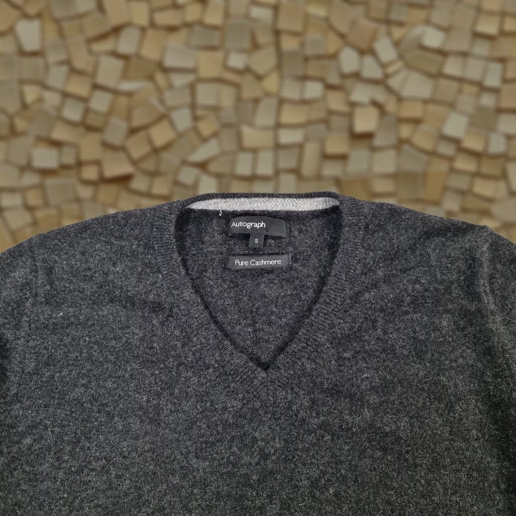 Vintage Autograph Jumper Mens V-Neck Grey Small 100% Cashmere Pullover Knit Shirt/Top/Jumpers? Size US S / EU 44-46 / 1 - 1 Thumbnail