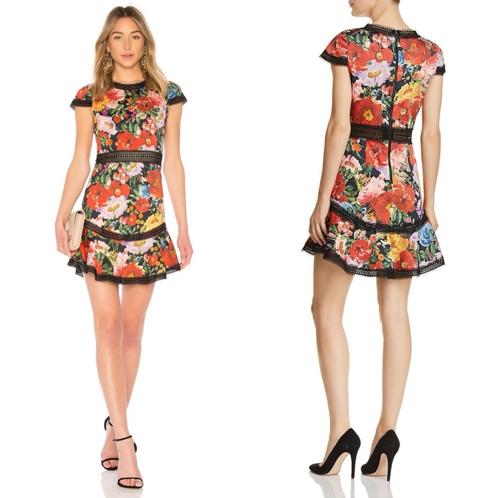 Alice + Olivia Alice + Olivia Rapunzel Flare Dress Blooming Garden Floral Size XS / US 0-2 / IT 36-38 - 3 Thumbnail