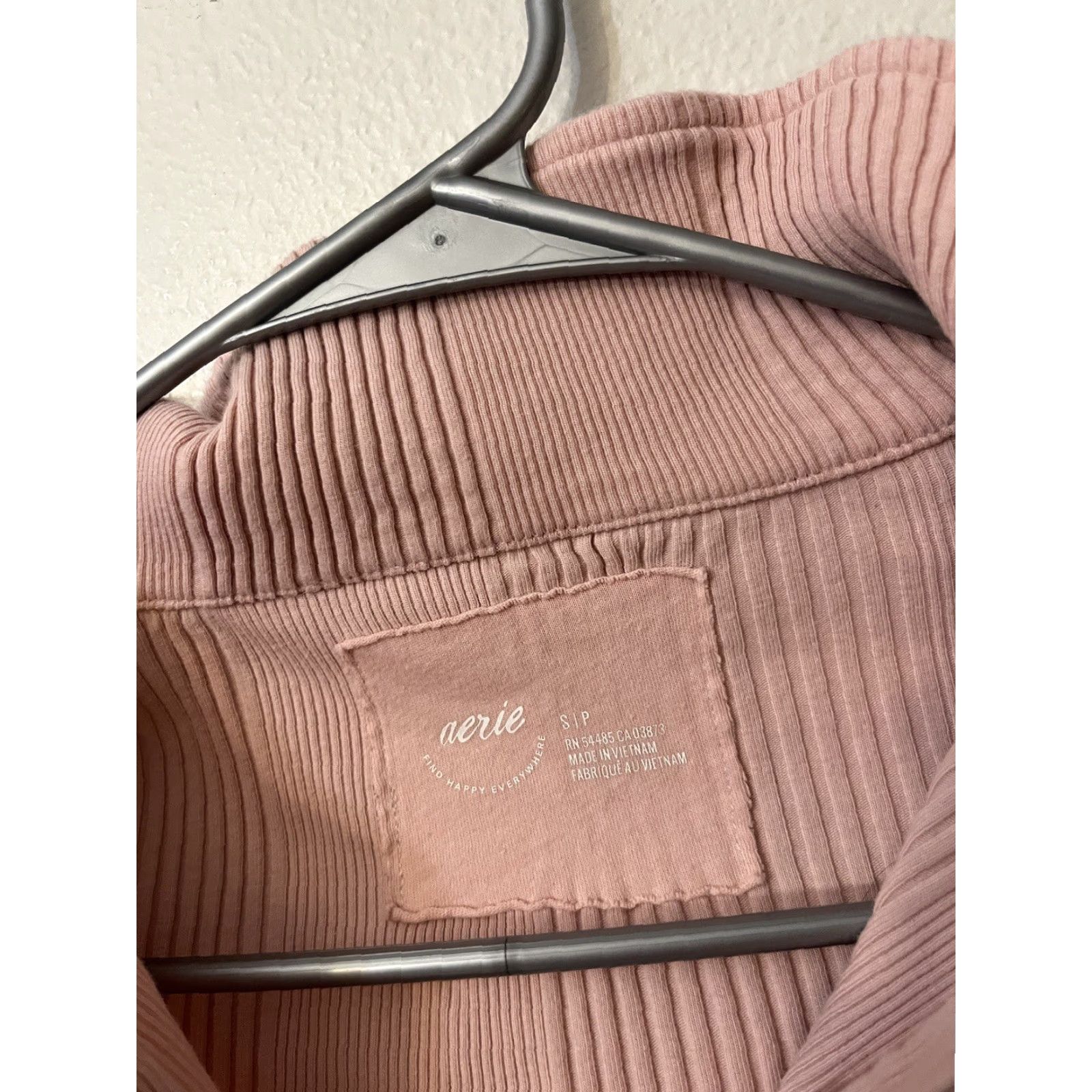 Vintage Aerie Pink Ribbed Cropped Collared Polo Sweater Long Sleeve Top S Womens EUC Size S / US 4 / IT 40 - 2 Thumbnail
