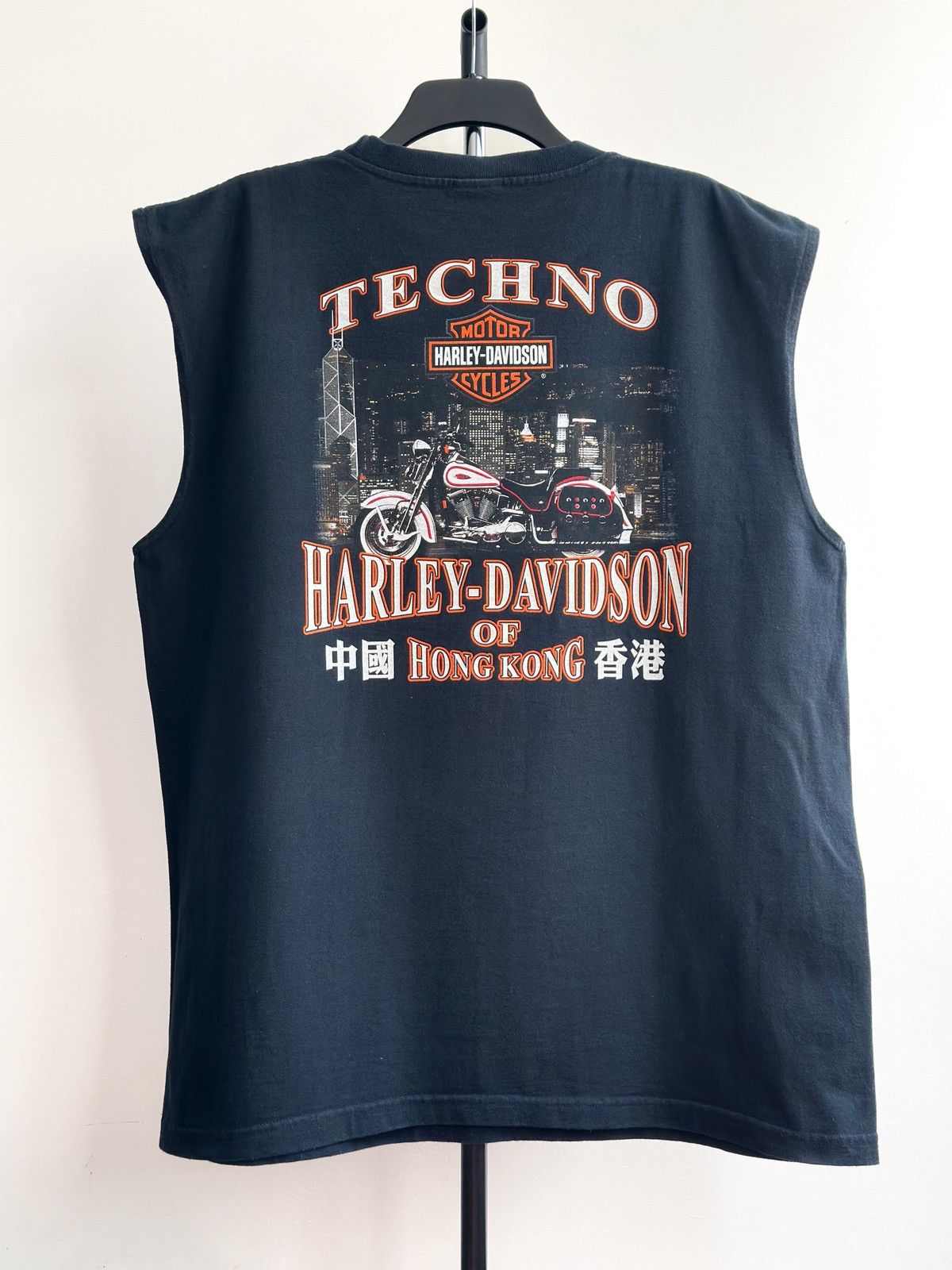 VINTAGE Y2K HARLEY DAVIDSON HONG KONG TECHNO GRAPHIC SHIRT