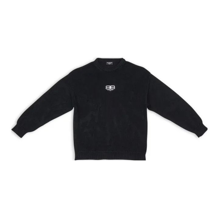 Balenciaga Balenciaga Black Embroidered Logo Long Sleeve Sweater Size US M / EU 48-50 / 2 - 1 Thumbnail