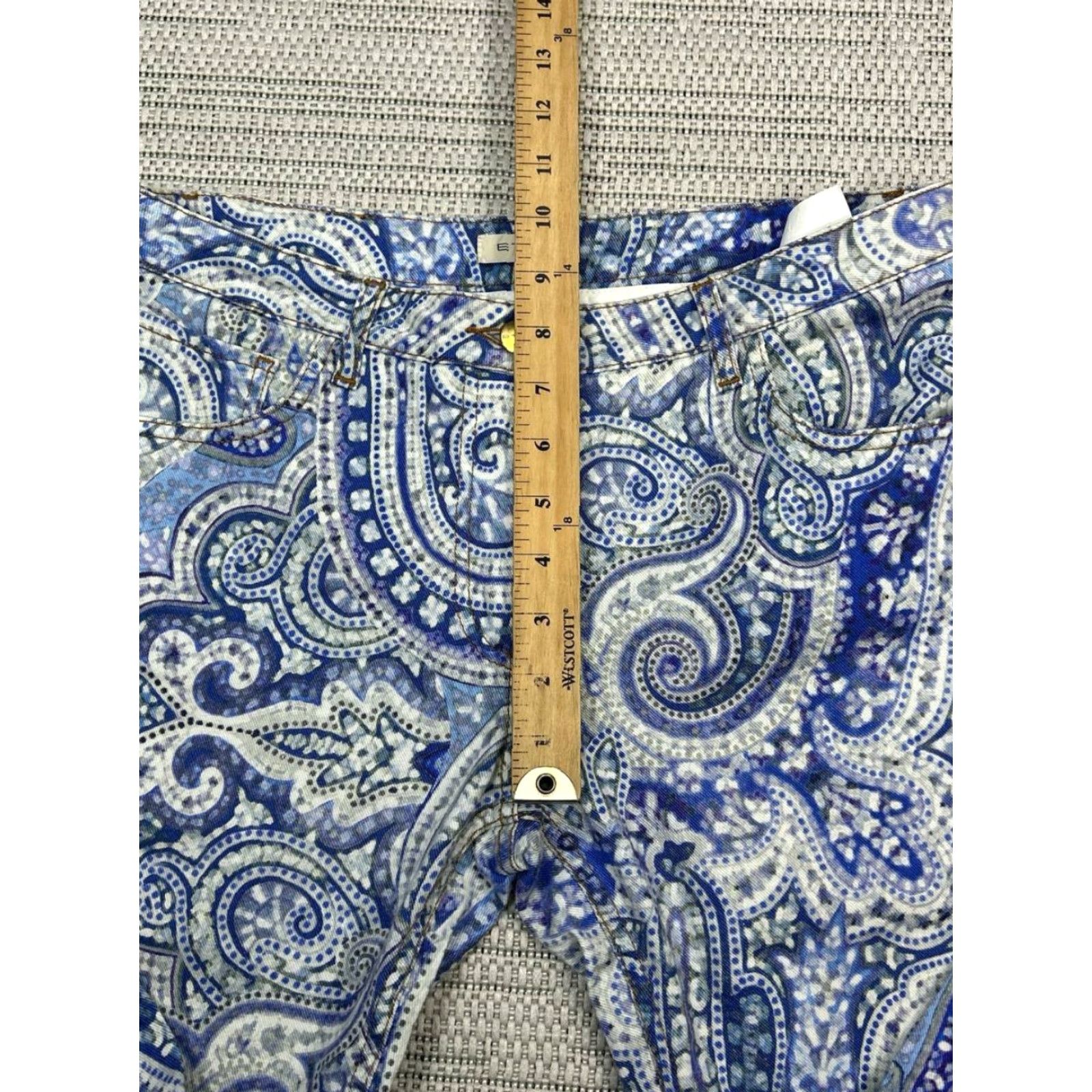Etro Etro Jeans Womens 30 Blue Denim Paisley Mid Rise Skinny Leg 30x26 Size 30" / US 8 / IT 44 - 6 Thumbnail