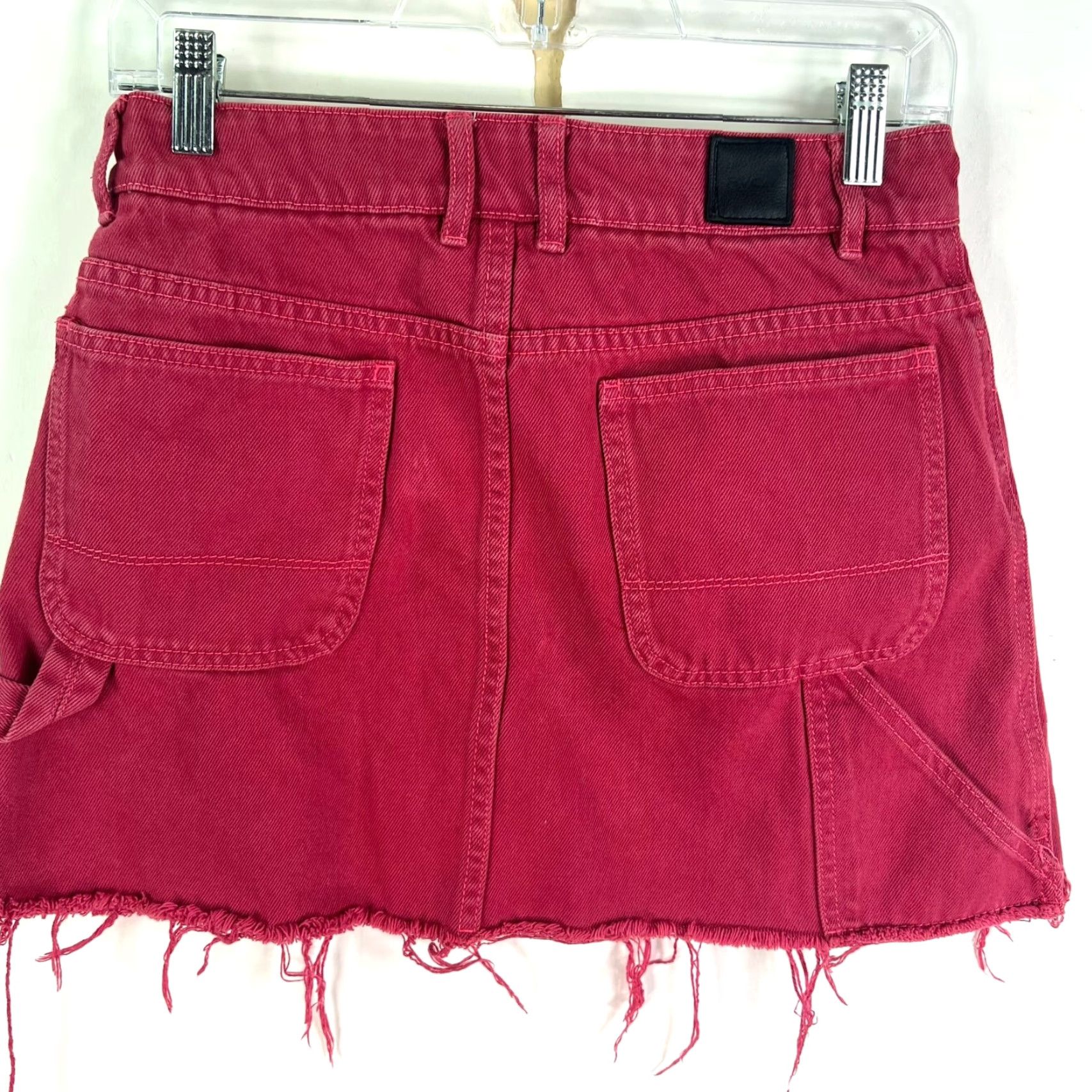 RVCA RVCA Denim Mini Skirt Womens Size 28 Red Pockets Mid Rise Zip Button Casual Boho Beach 90s Womens Size 28" / US 6 / IT 42 - 3 Thumbnail