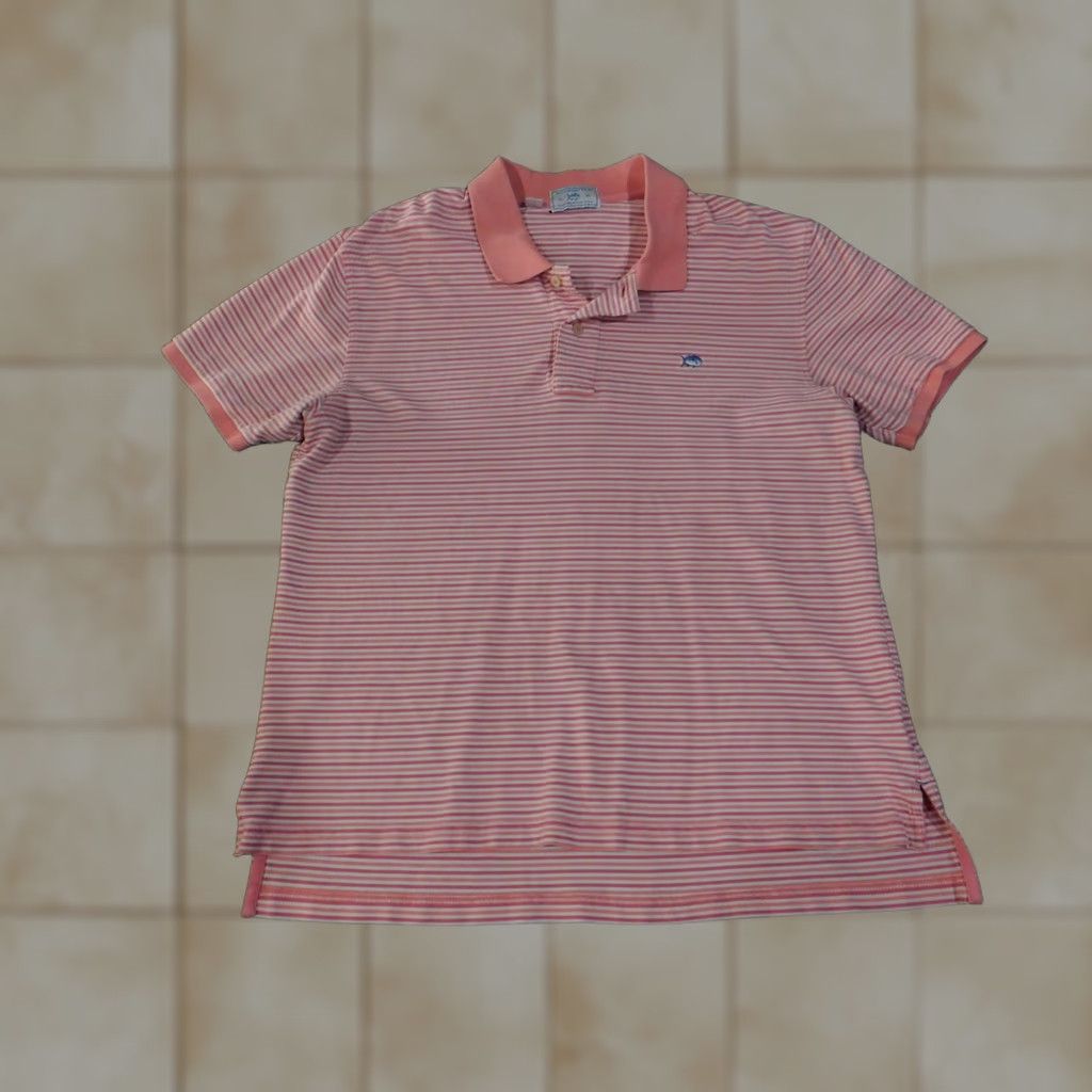 Southern Tide Southern Tide Polo Shirt Mens L Pink White Striped Cotton Casual Short Sleeve Collar Logo Golf Summer 2020s Size US L / EU 52-54 / 3 - 1 Thumbnail