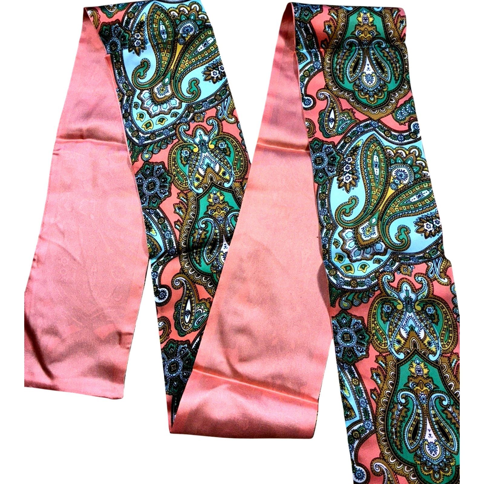 Talbots NWT Talbots 100% Silk Skinny Scarf Twilly Paisley Scarf Pink Size ONE SIZE - 1 Thumbnail