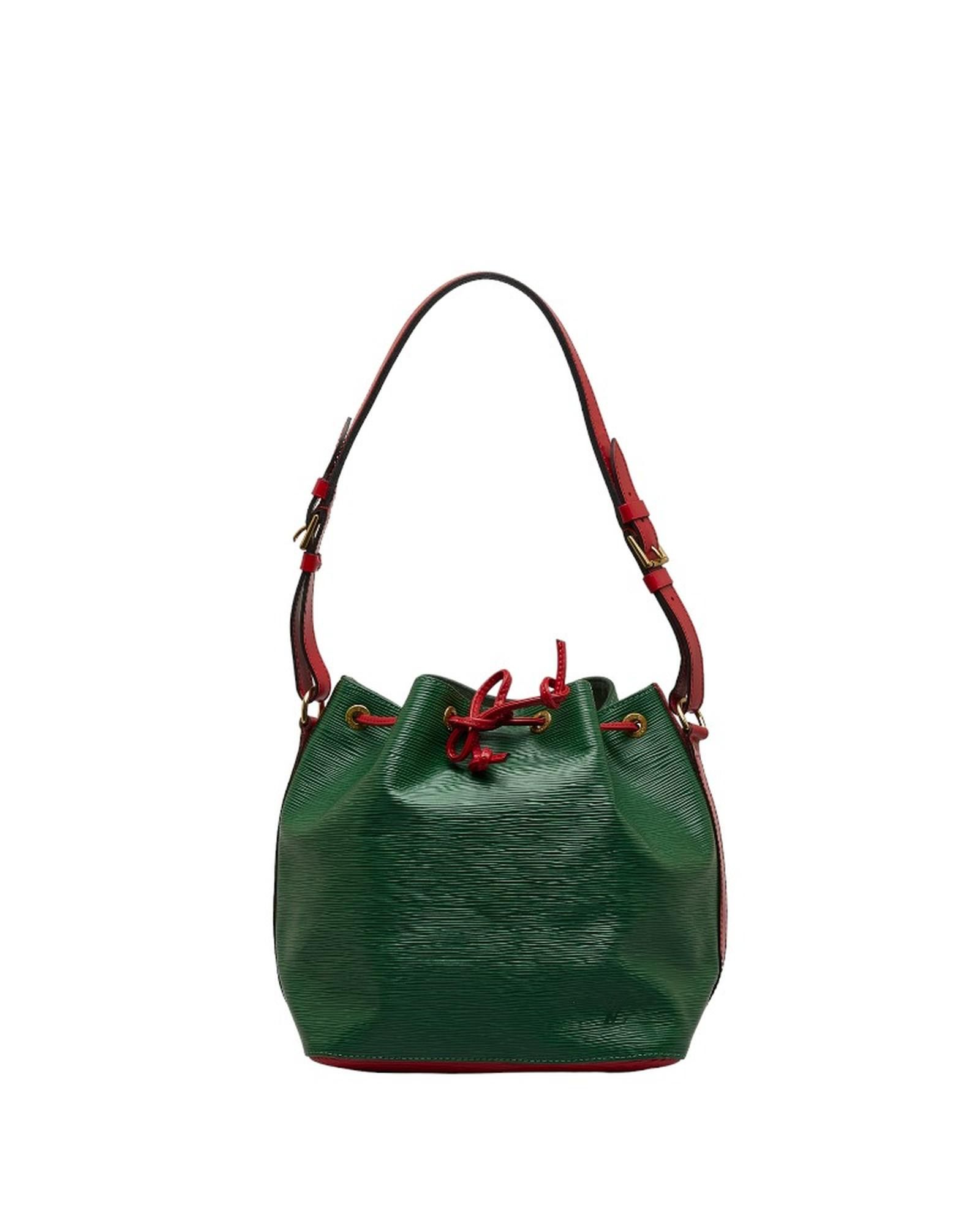 image of Louis Vuitton Bicolor Green Petit Noe Bag In Ab Condition, Women's