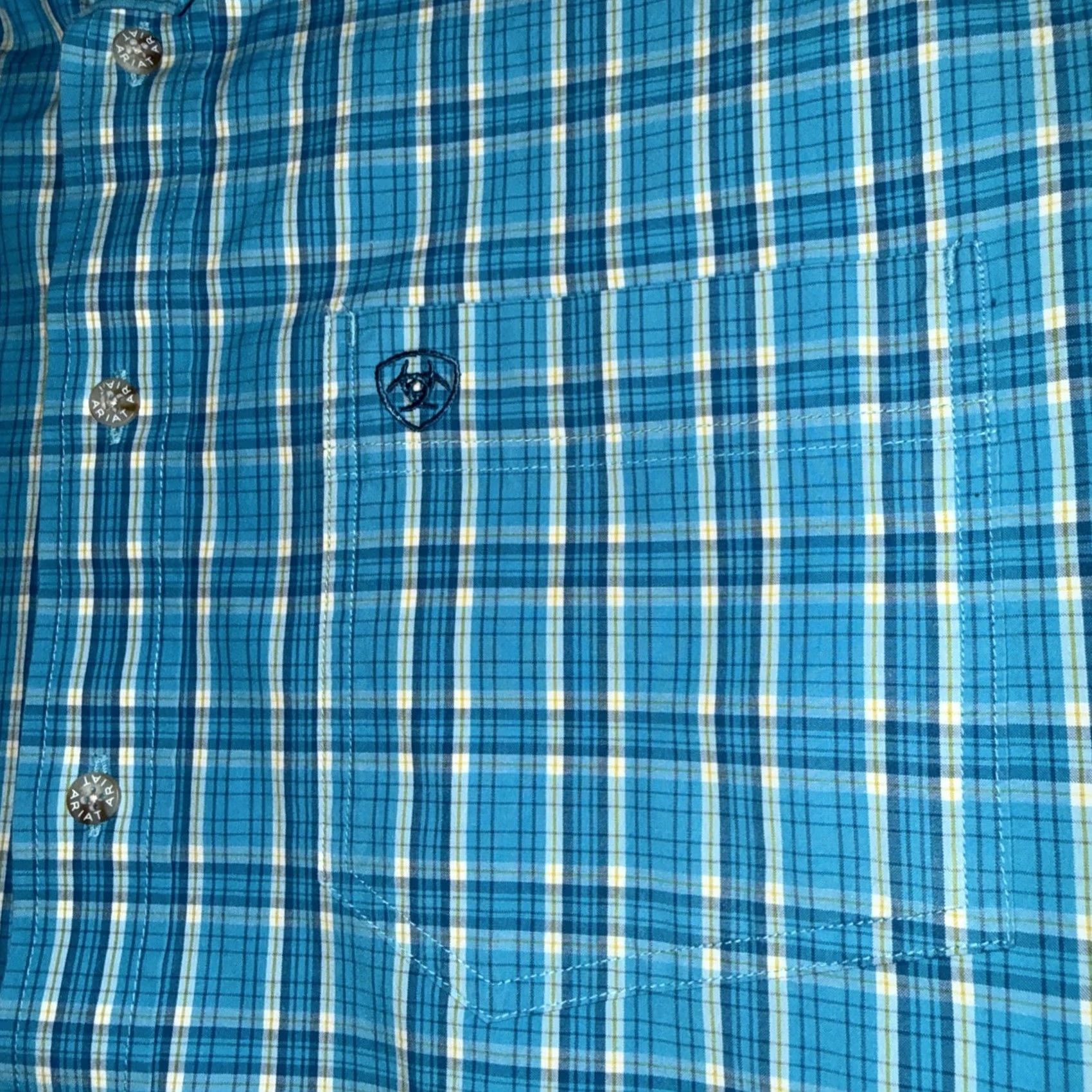 Ariat Ariat Pro Series Shirt Men’s Medium Teal Blue Plaid Button Up Western Cowboy Shirt Size US M / EU 48-50 / 2 - 3 Thumbnail