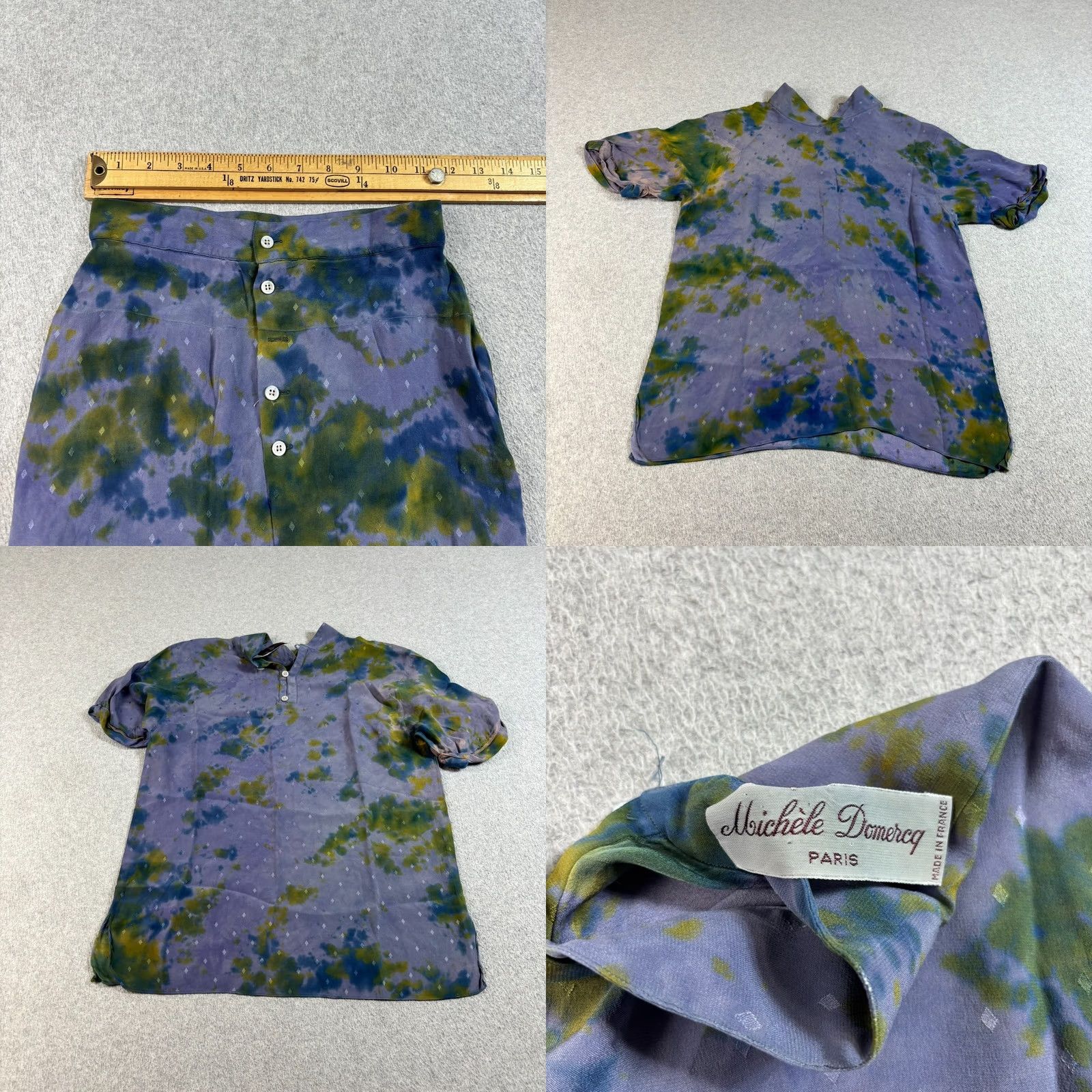 Vintage VINTAGE Michele Domercq Silk Skirt Shirt Women 38 Purple Tye-dye Maxi Boho France READ Size XS / US 0-2 / IT 36-38 - 9 Thumbnail