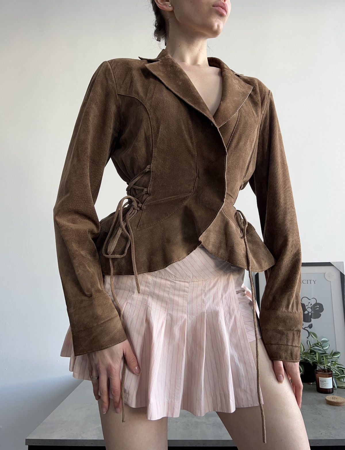 Japanese Brand × Vintage Suede Beautiful Rare Vintage Leather Jacket Brown Y2K Size S / US 4 / IT 40 - 2 Thumbnail