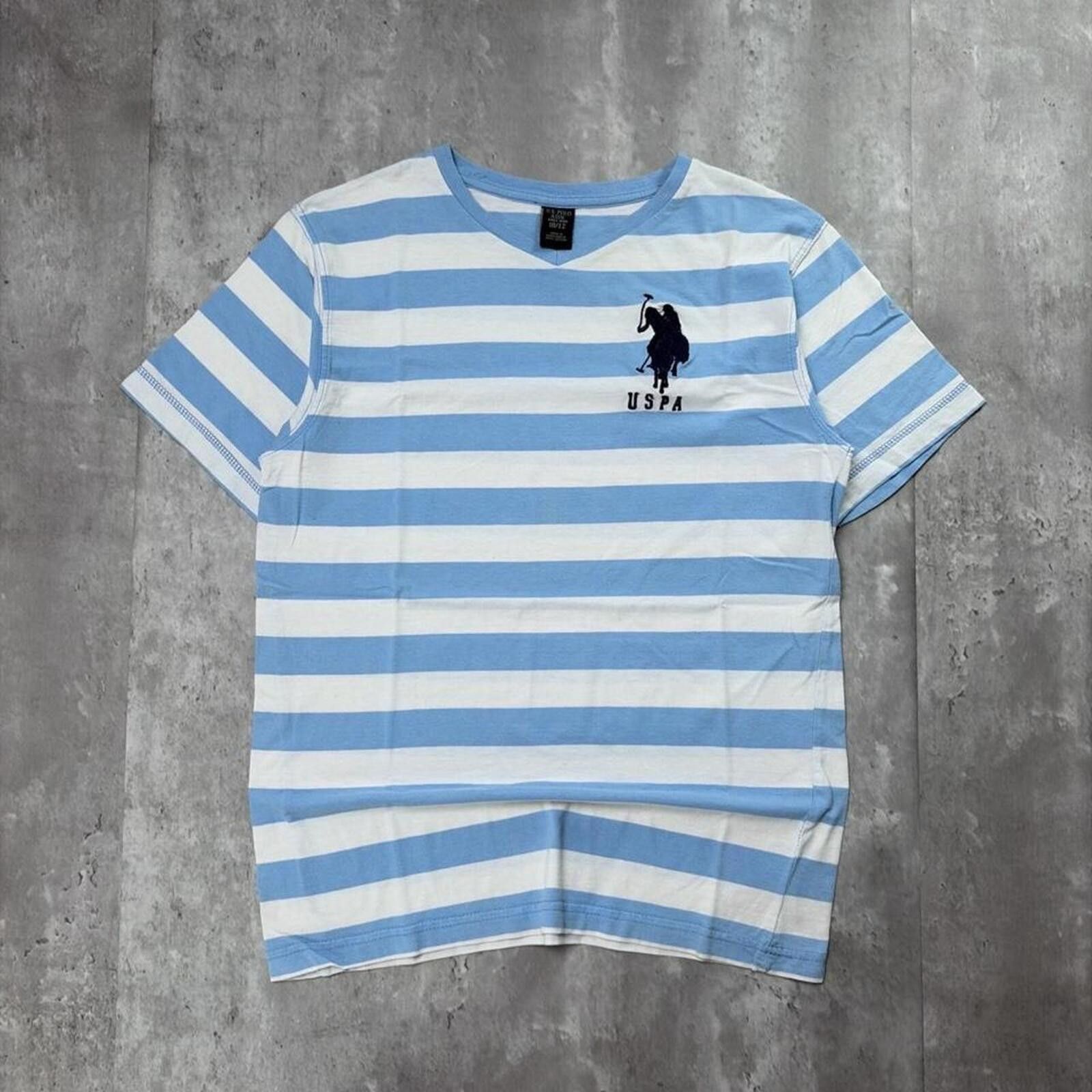 U.S. Polo Assn. Y2K U.S. Polo Assn Grunge Big Pony Striped Skater T-Shirt Size M / US 6-8 / IT 42-44 - 1 Thumbnail