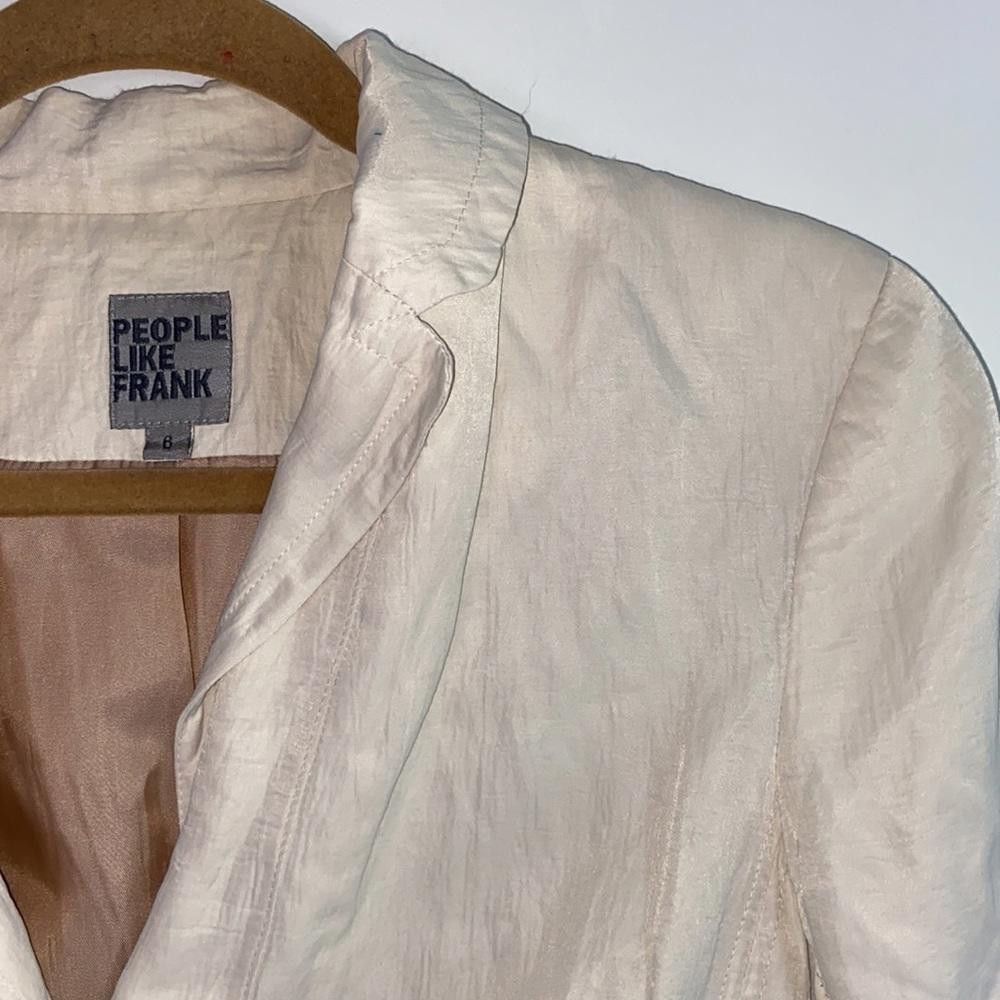 Designer People Like Frank | Beige Crinkled Blazer Jacket Size M / US 6-8 / IT 42-44 - 3 Thumbnail