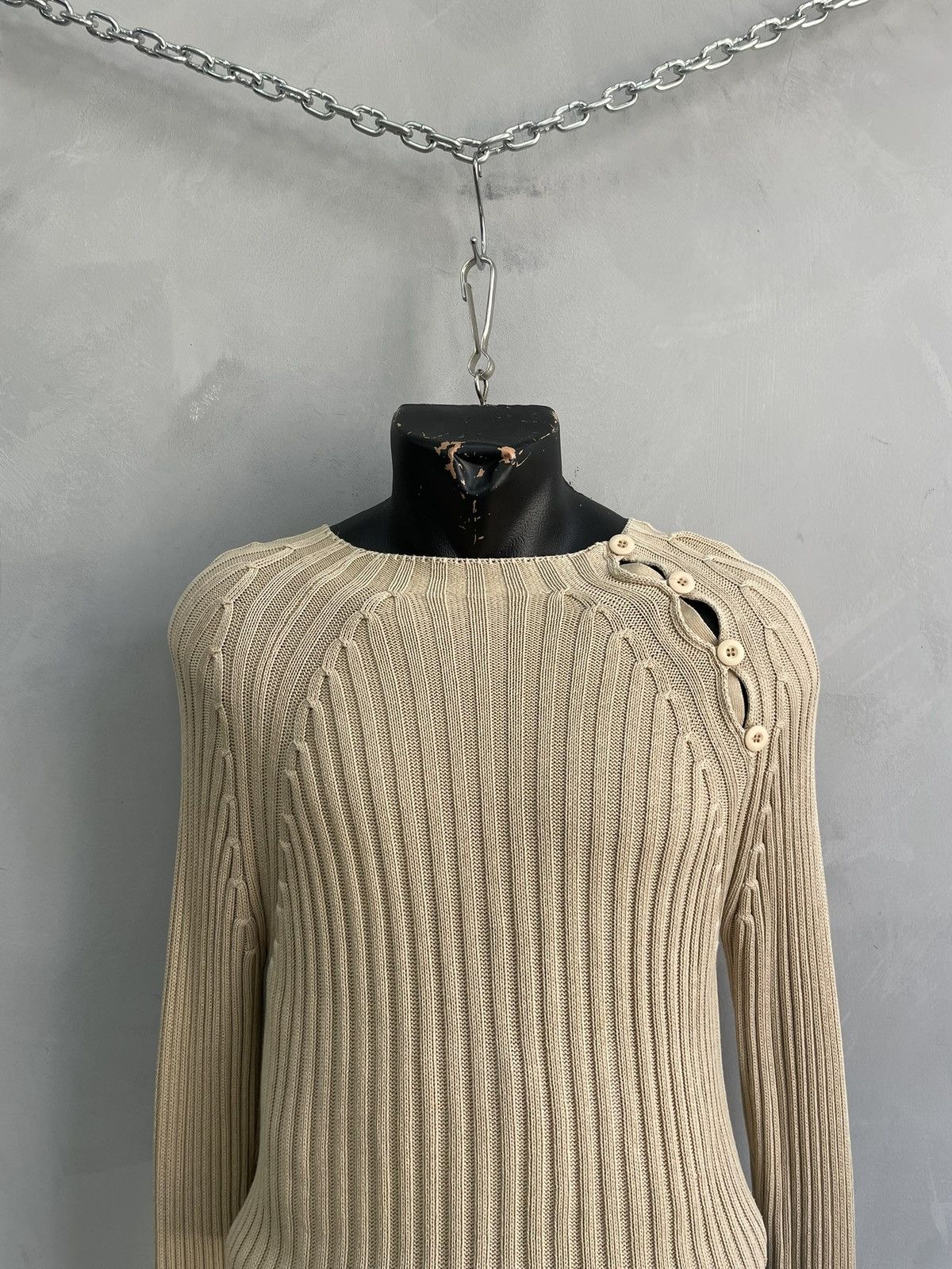 Diesel Diesel style Kapital Beige Ribbed Knit Sweater Size L y2k Size US L / EU 52-54 / 3 - 2 Thumbnail