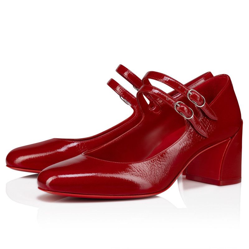 Christian Louboutin os11x0526 Miss Jane Vog Patent Leather Pumps in Red Size US 8.5 / IT 38.5 - 2 Thumbnail