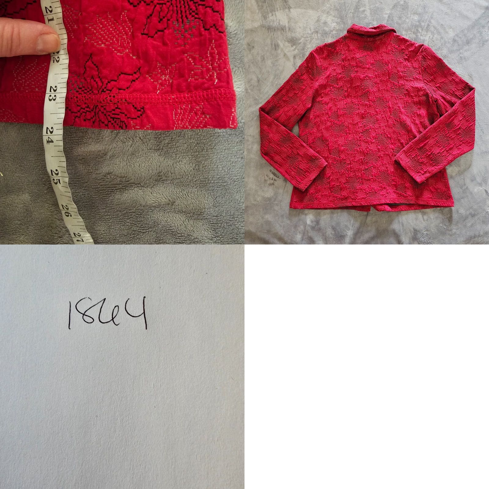 J. Jill J Jill Jacket Blazer Women Large Red Embroidered Button Front Collar Long Sleeve Size L / US 10 / IT 46 - 8 Thumbnail