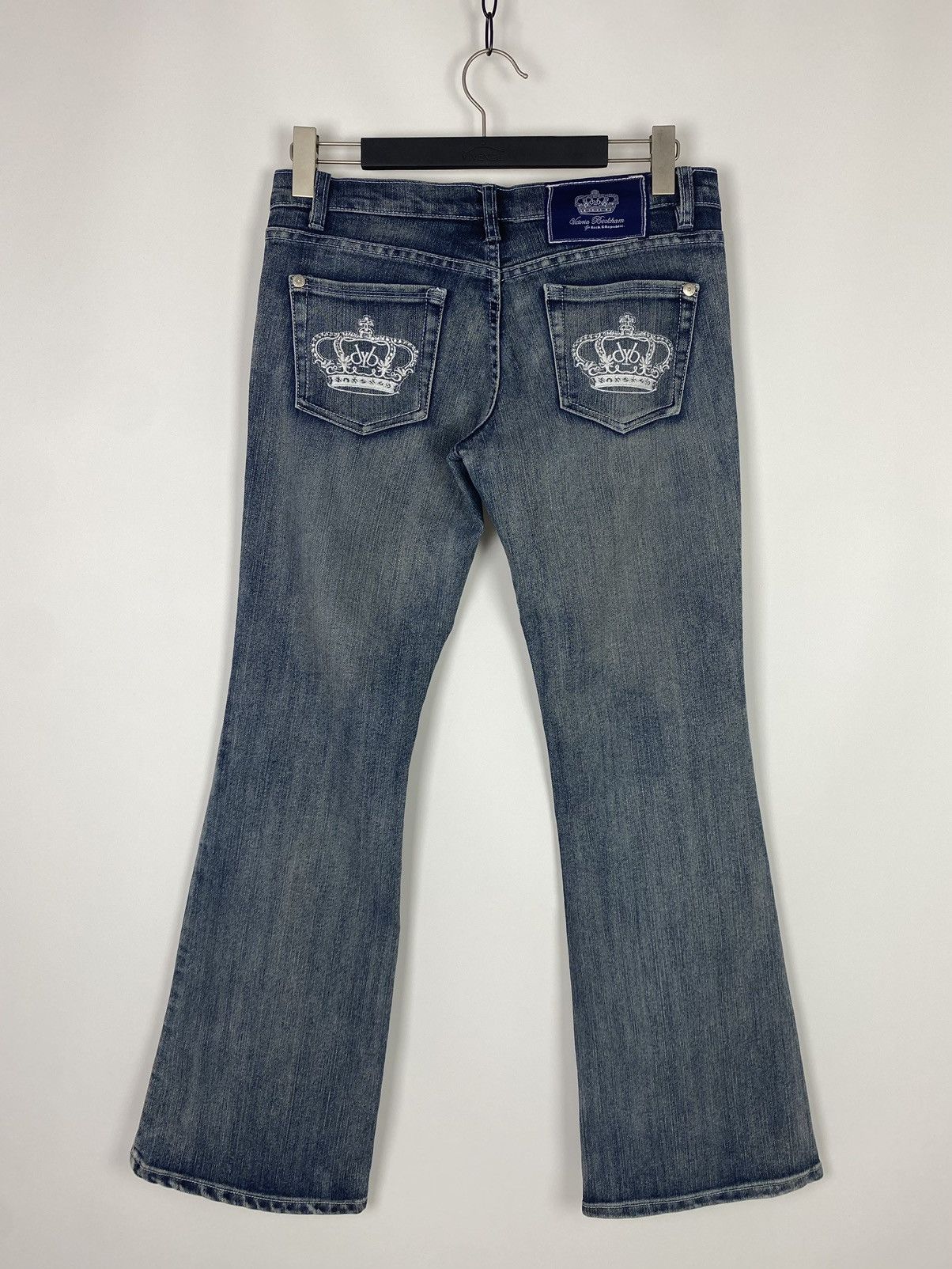 Victoria Beckham Y2K Vintage Low Rise Slim Washed Denim Flare Jeans Size 30" / US 8 / IT 44 - 8 Thumbnail