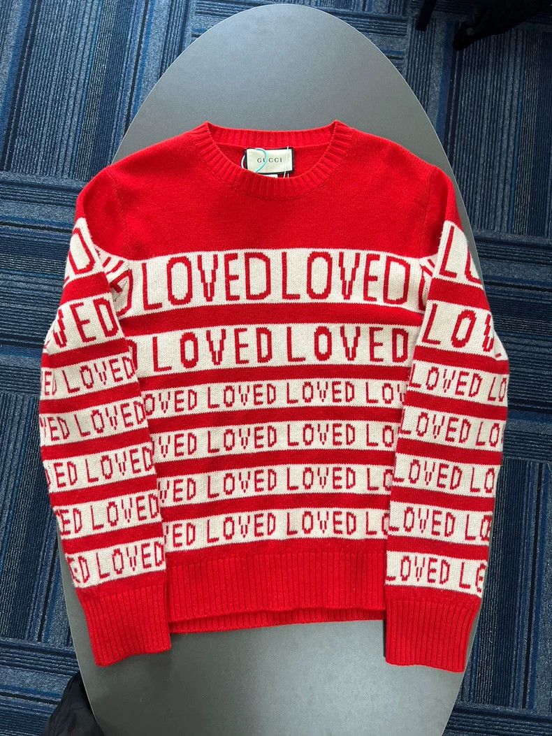 Gucci Gucci Full-print Loved striped round-neck sweater 2504-Next Size US L / EU 52-54 / 3 - 1 Thumbnail