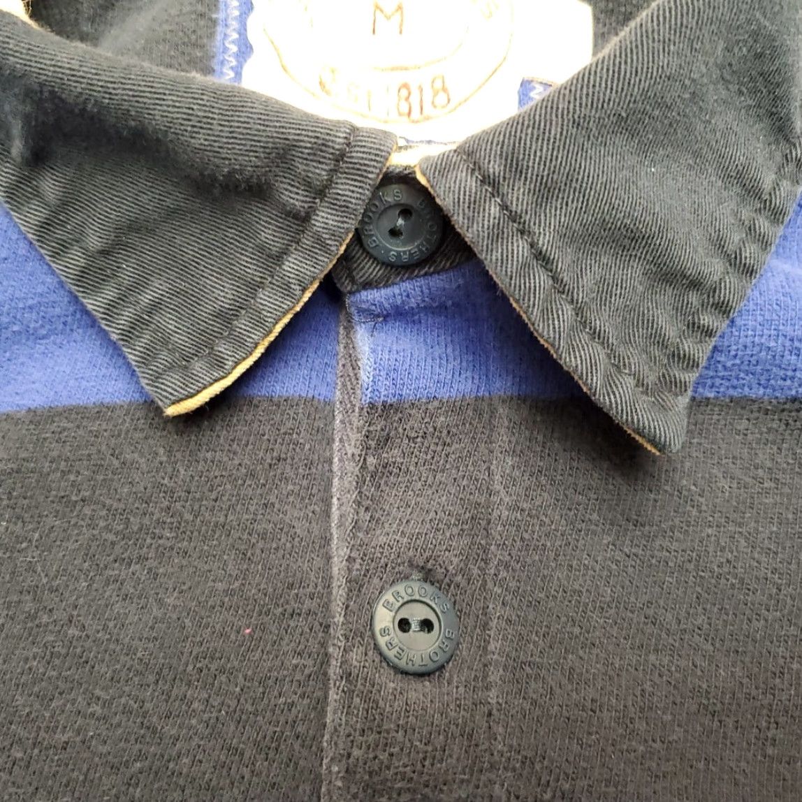 Brooks Brothers VINTAGE Brooks Brothers Rugby Shirt Men XL Blue Striped Button Polo Casual Rugby Size US XL / EU 56 / 4 - 6 Thumbnail