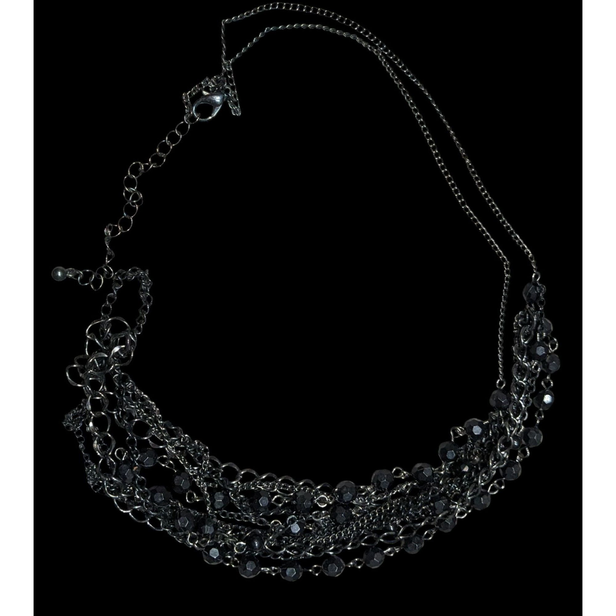 Other Gothic Black Multi-Layer Chain Necklace With Faceted Beads & Size ONE SIZE - 2 Thumbnail