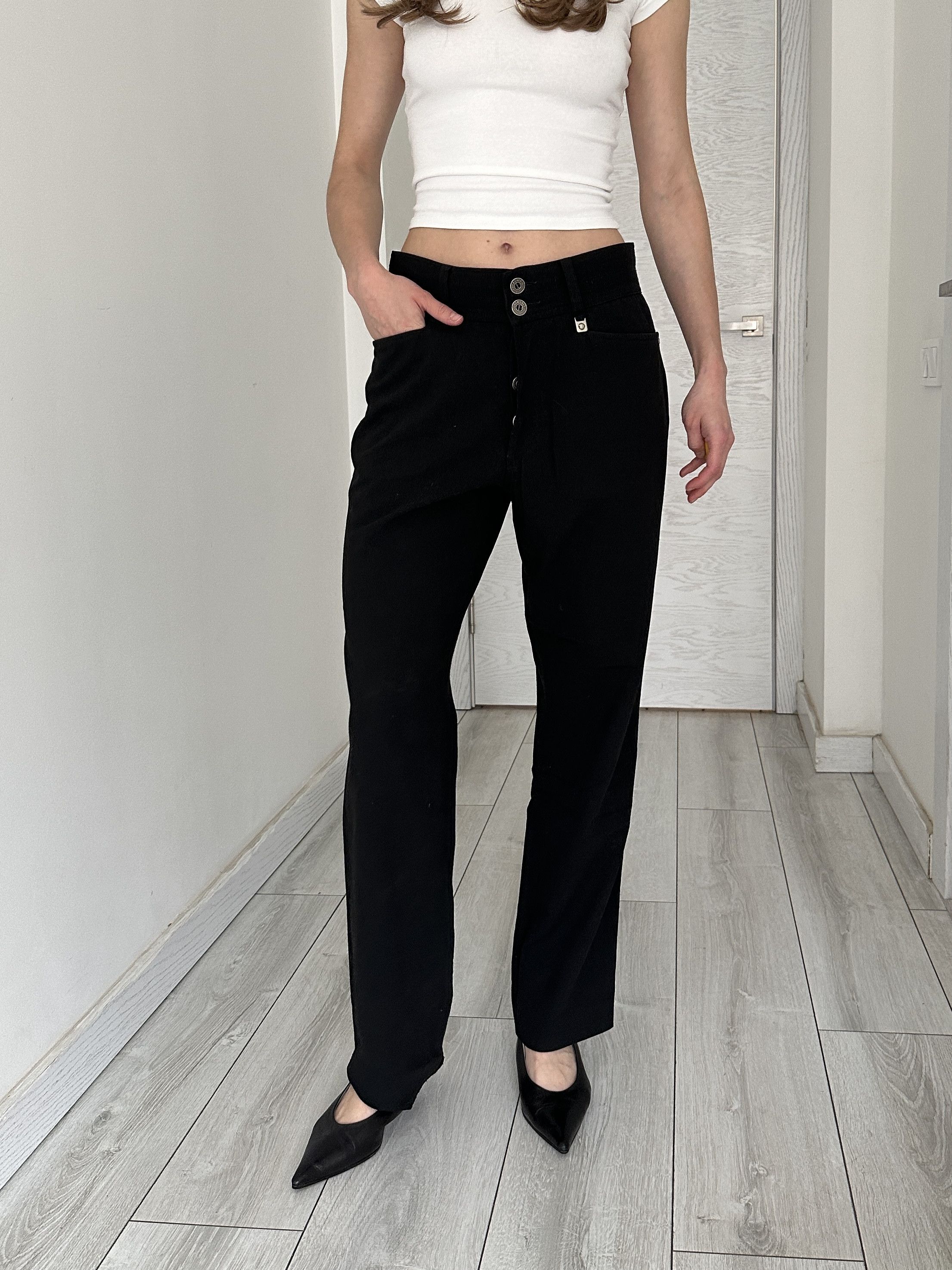 Versace Vintage Versace Jeans Couture Black Pants Trousers Size 34" / US 12 / IT 48 - 2 Thumbnail