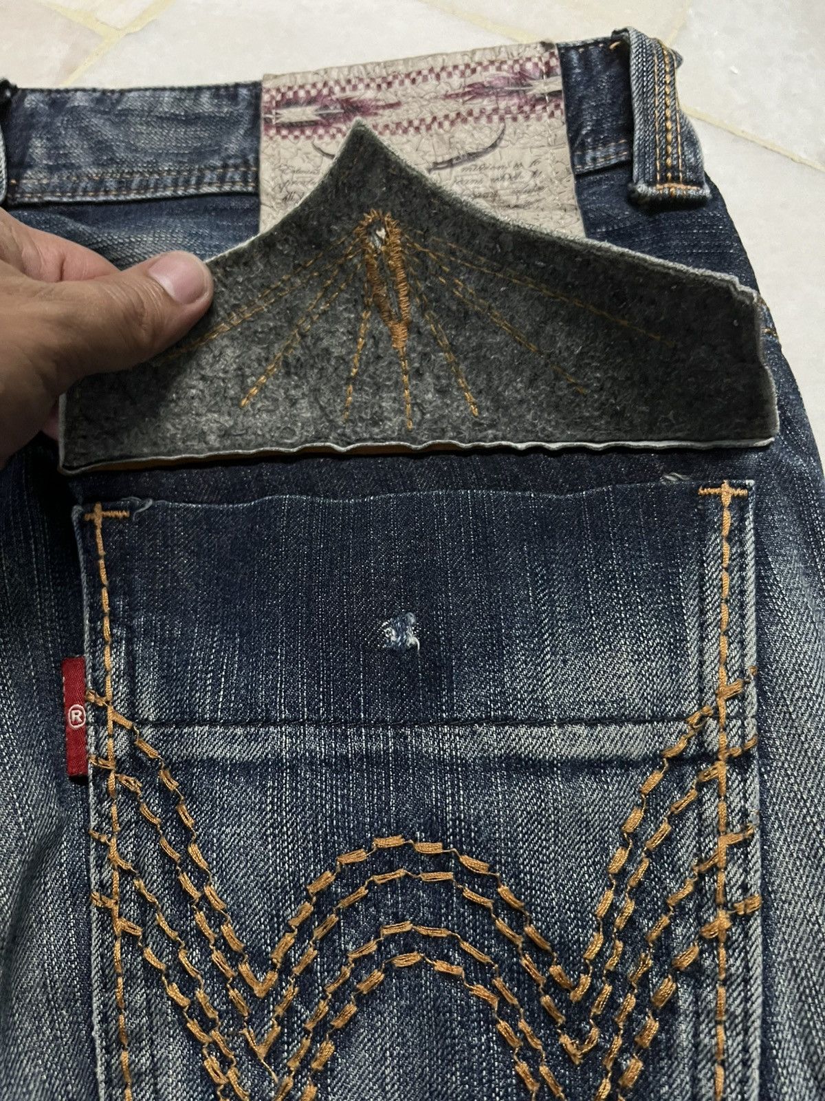 Edwin × Japanese Brand × Vintage 💥Flare💥Edwin Buffalo Head Distress Jean Size US 35 - 21 Thumbnail