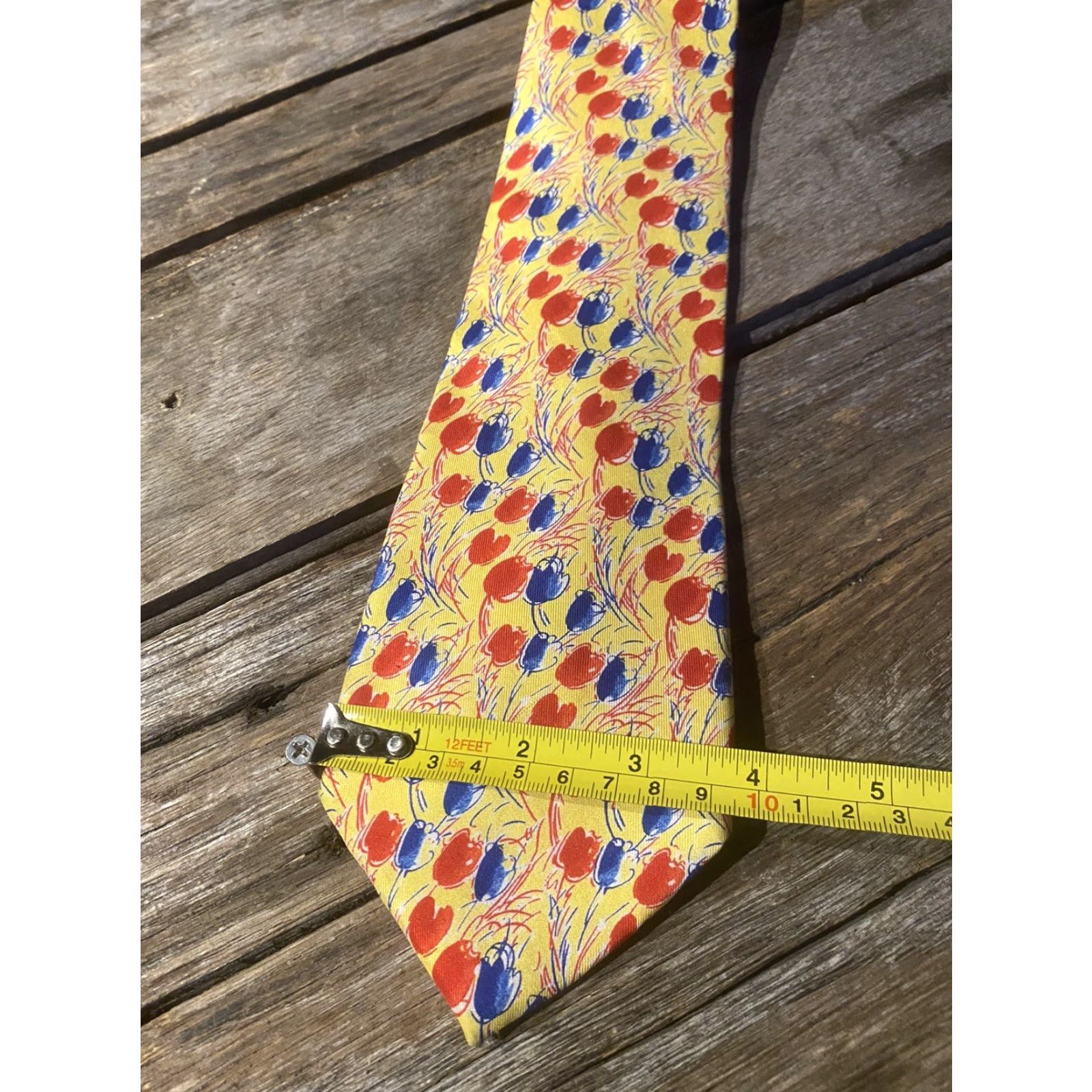 George GEORGES DUBOEUF Silk Tie Men Gold Red Blue FRANCE 100% Silk Classic Geometric Tie Mens Size ONE SIZE - 5 Thumbnail