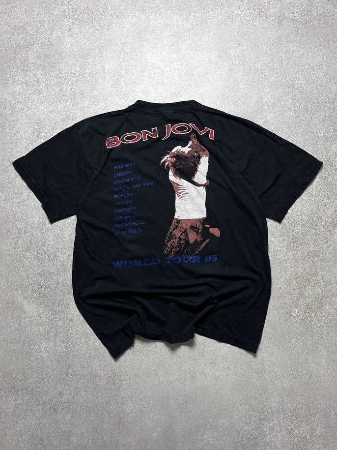 Band Tees × Bon Jovi × Vintage Vintage Bon Jovi World Tour 95' Graphic Tee Single Stich Size US L / EU 52-54 / 3 - 5 Thumbnail