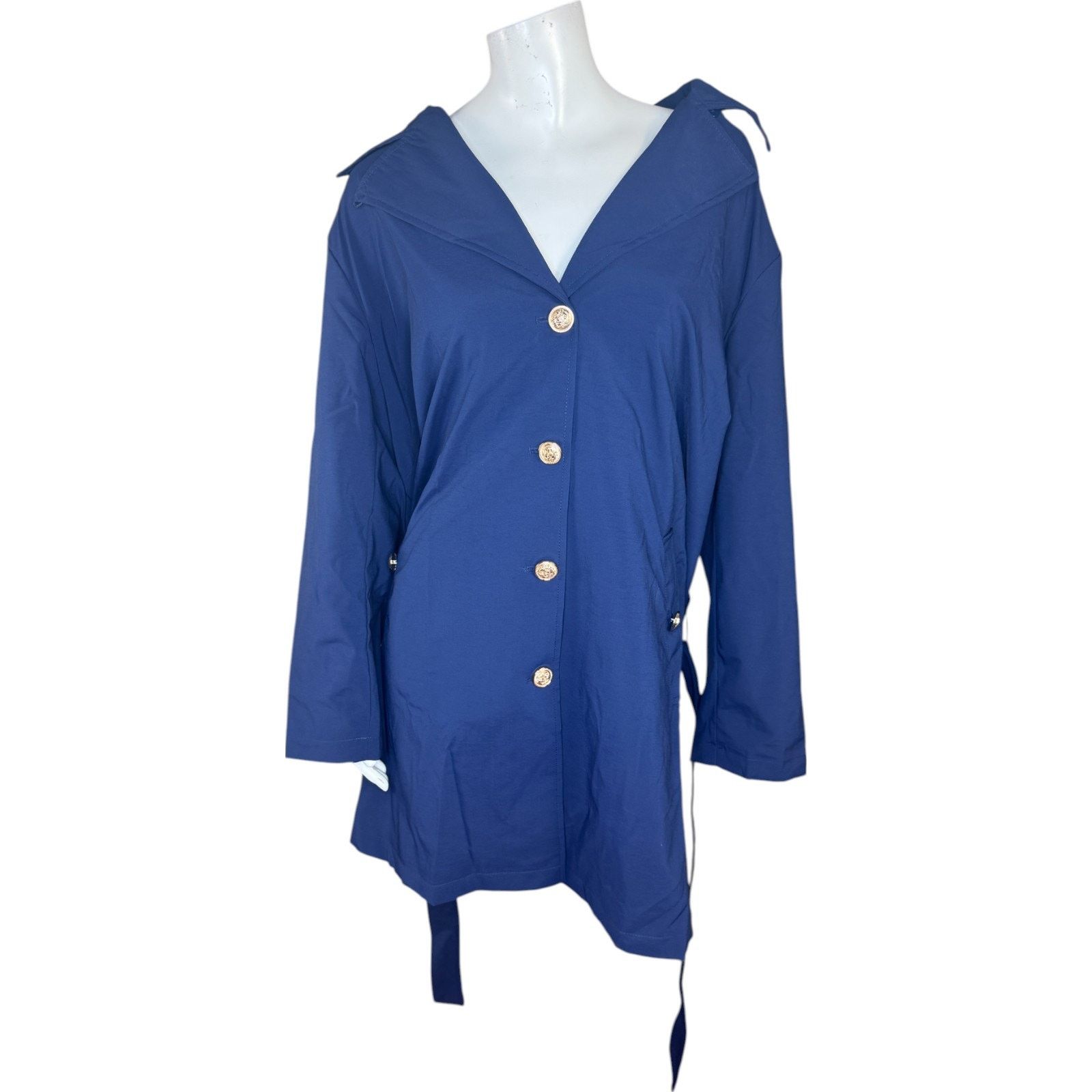 Other Dennis BassoWater Resistant Trench Coat Navy Large Petite Size L / US 10 / IT 46 - 2 Thumbnail