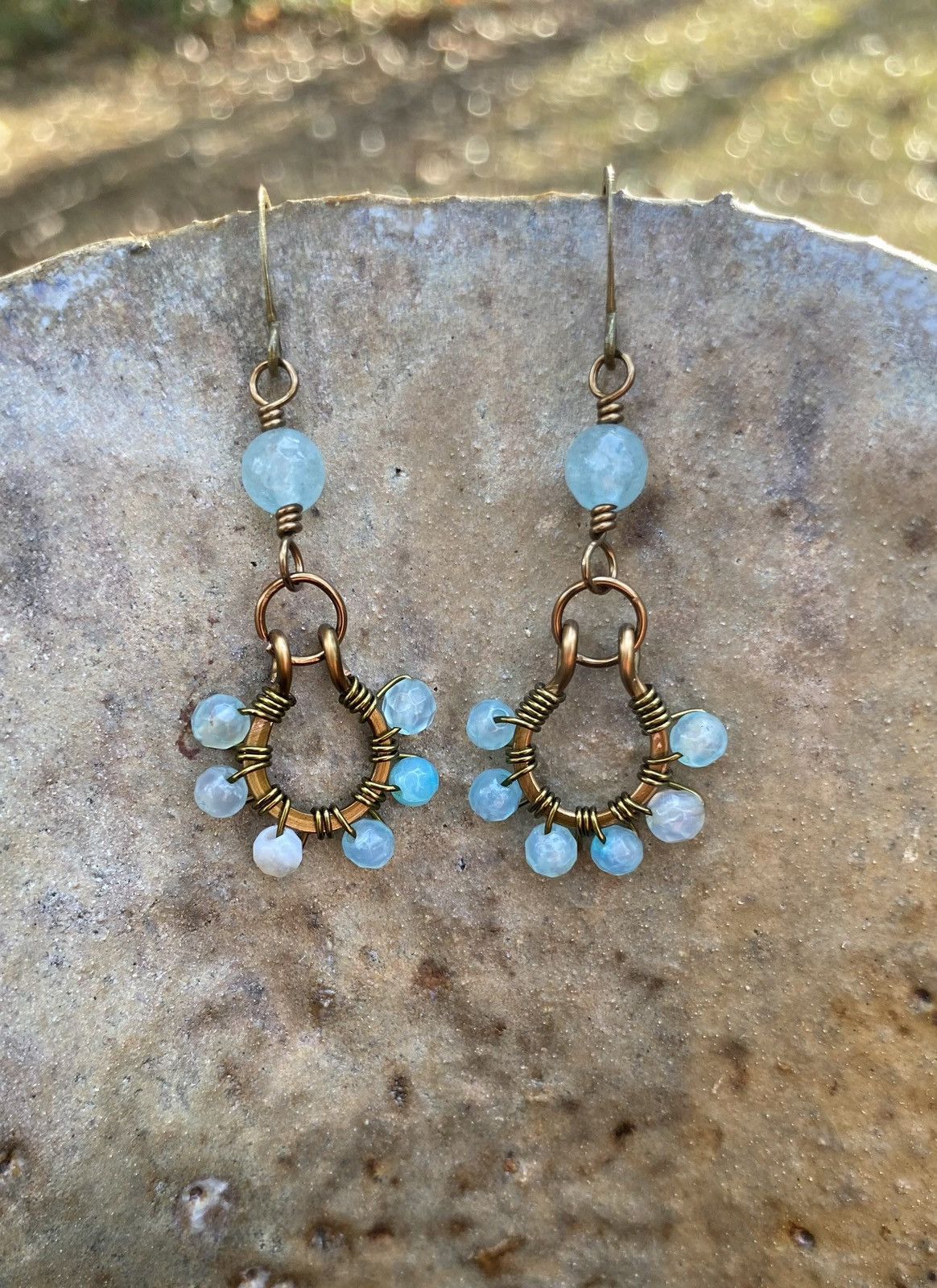 Handmade Agate Hoop Earrings Size ONE SIZE - 2 Thumbnail