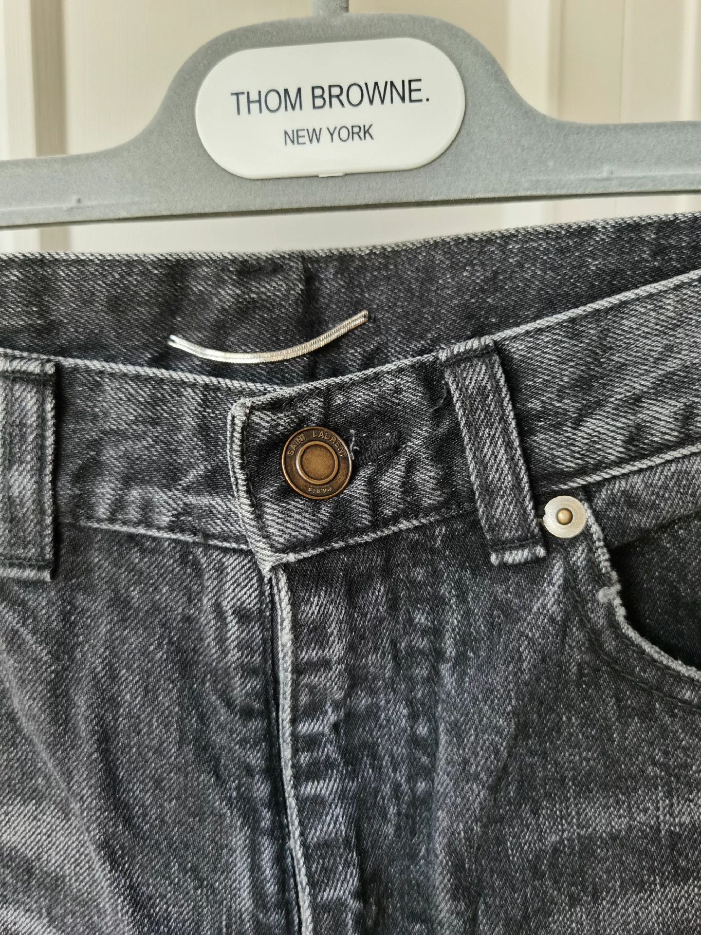 Saint Laurent Paris SLP Smoky Gray Distressed Jeans 30 Worn 2x Size US 30 / EU 46 - 4 Thumbnail