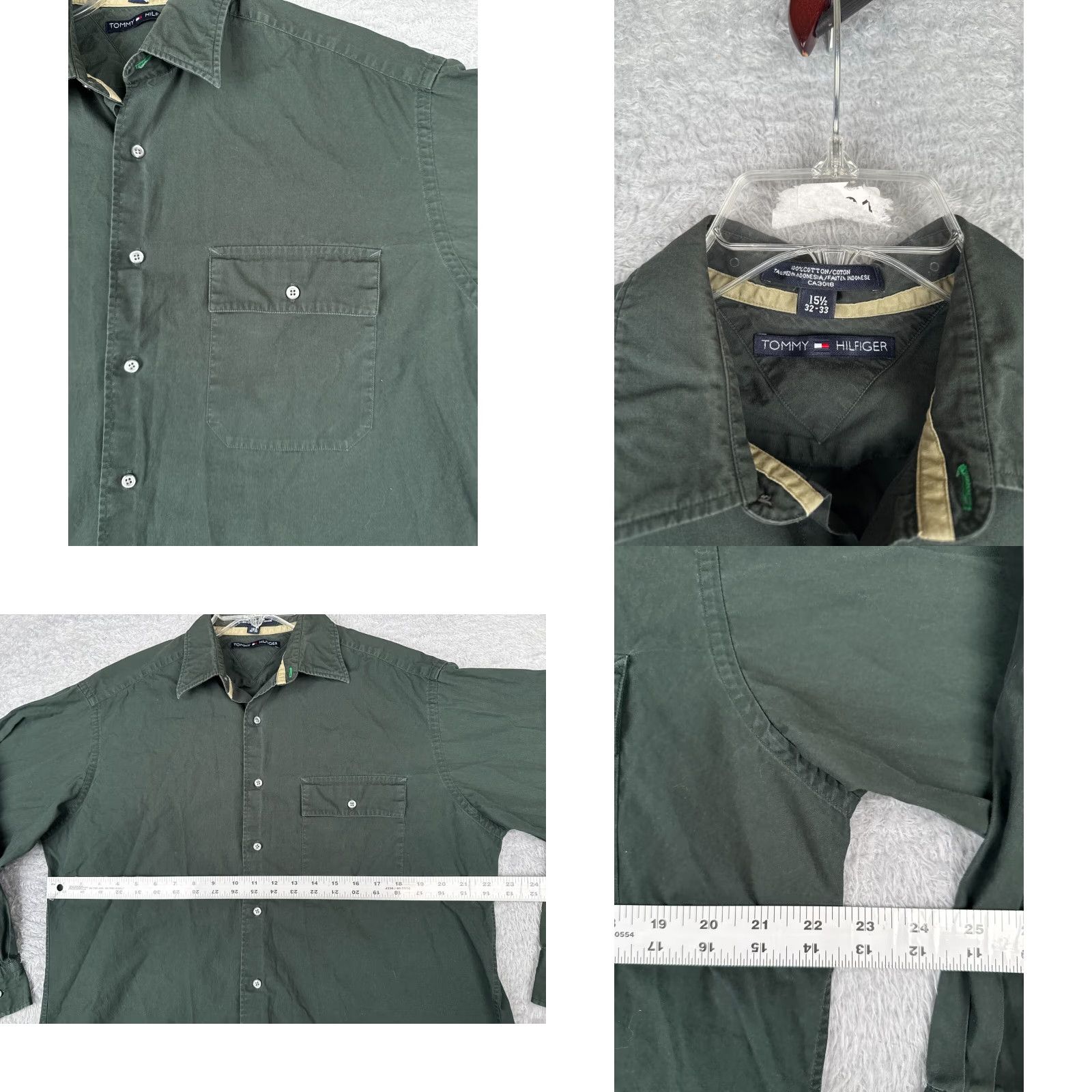 Tommy Hilfiger Tommy Hilfiger Shirt Men Button-Up 15.5 Green Long Sleeve Pocket 100% Cotton Everyday Wear Mens Size US M / EU 48-50 / 2 - 8 Thumbnail