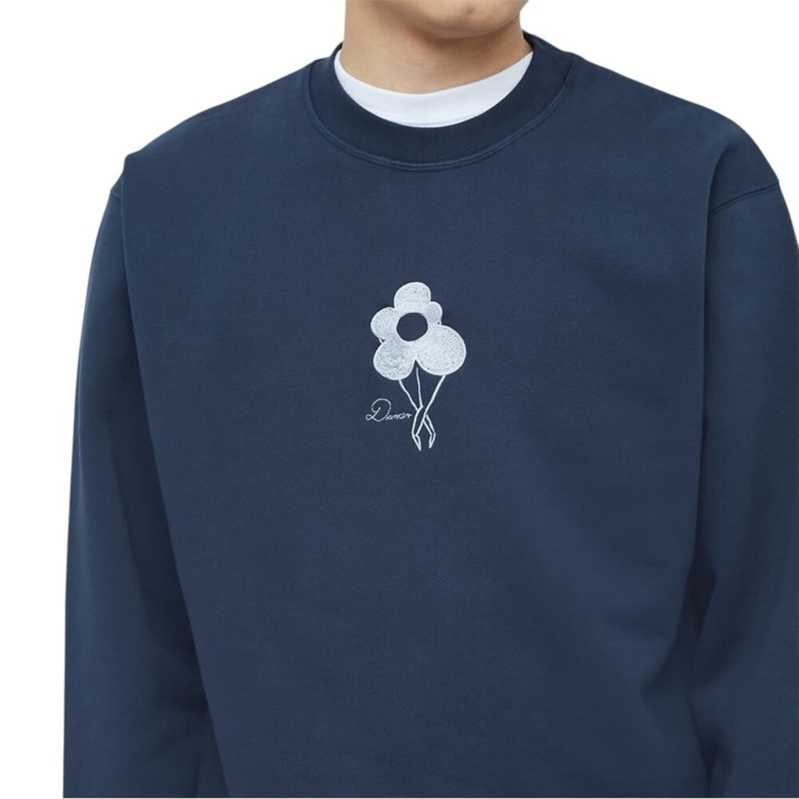 DANCER Flower Logo Crew Sweat in Dark Navy - Embroidered Sweatshirt Size US XL / EU 56 / 4 - 2 Thumbnail