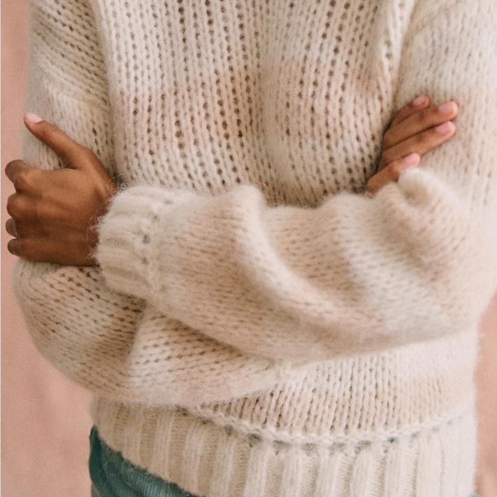 Designer Sézane Lysander Jumper used size can in ecru camel Size XS / US 0-2 / IT 36-38 - 5 Thumbnail