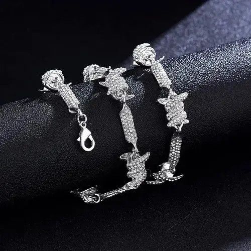 Jewelry Bling Crystal Barbed Wire Link Choker Necklace Size ONE SIZE - 2 Thumbnail