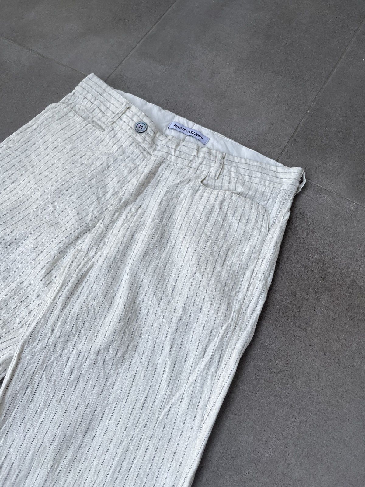 Martin Asbjorn Martin Asbjorn Cream White Striped Casual Pants Size US 30 / EU 46 - 6 Thumbnail