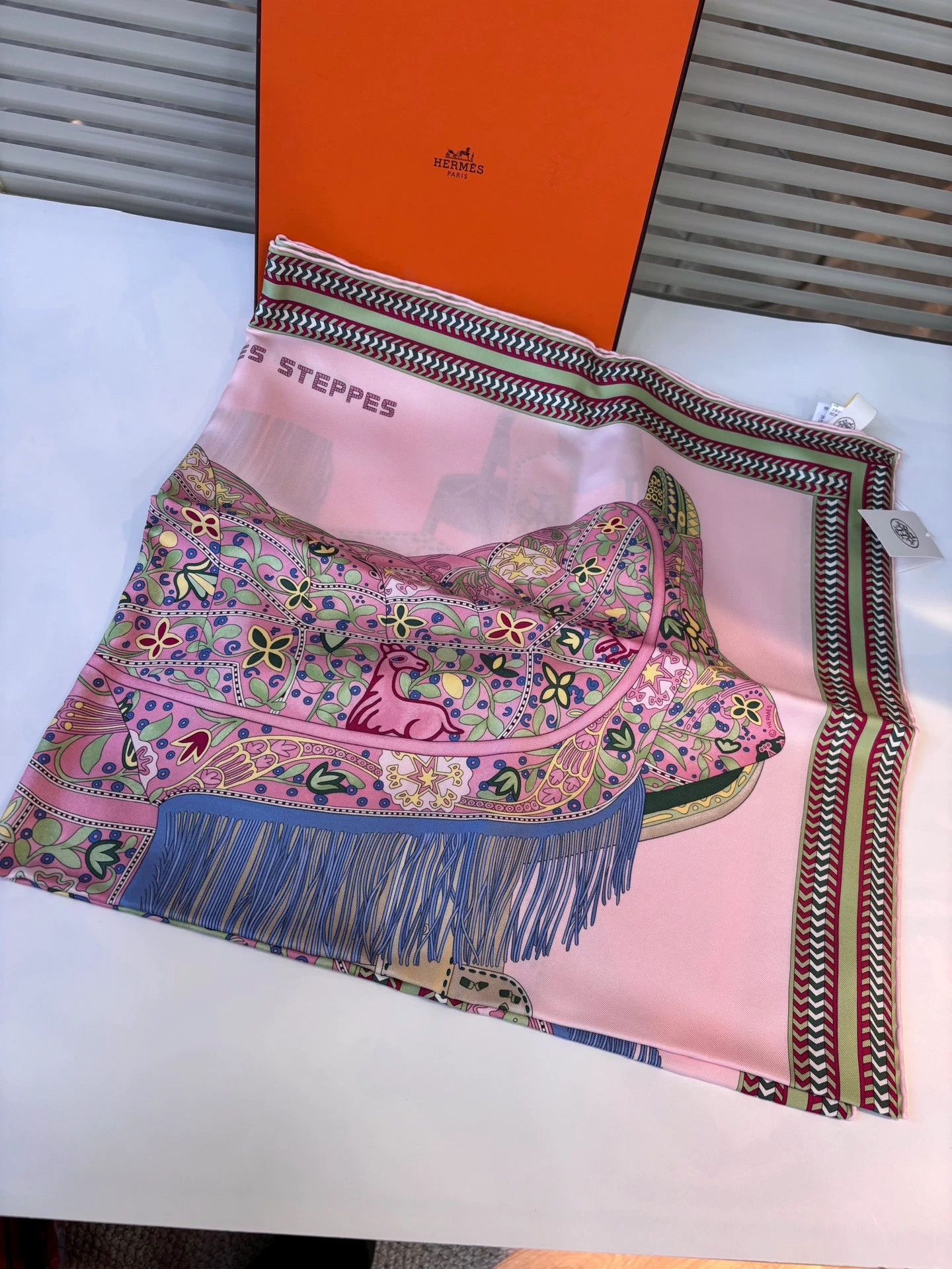 Hermes Hermès Grassland Saddle Blush Pink 90cm Silk Scarf New Size ONE SIZE - 3 Thumbnail
