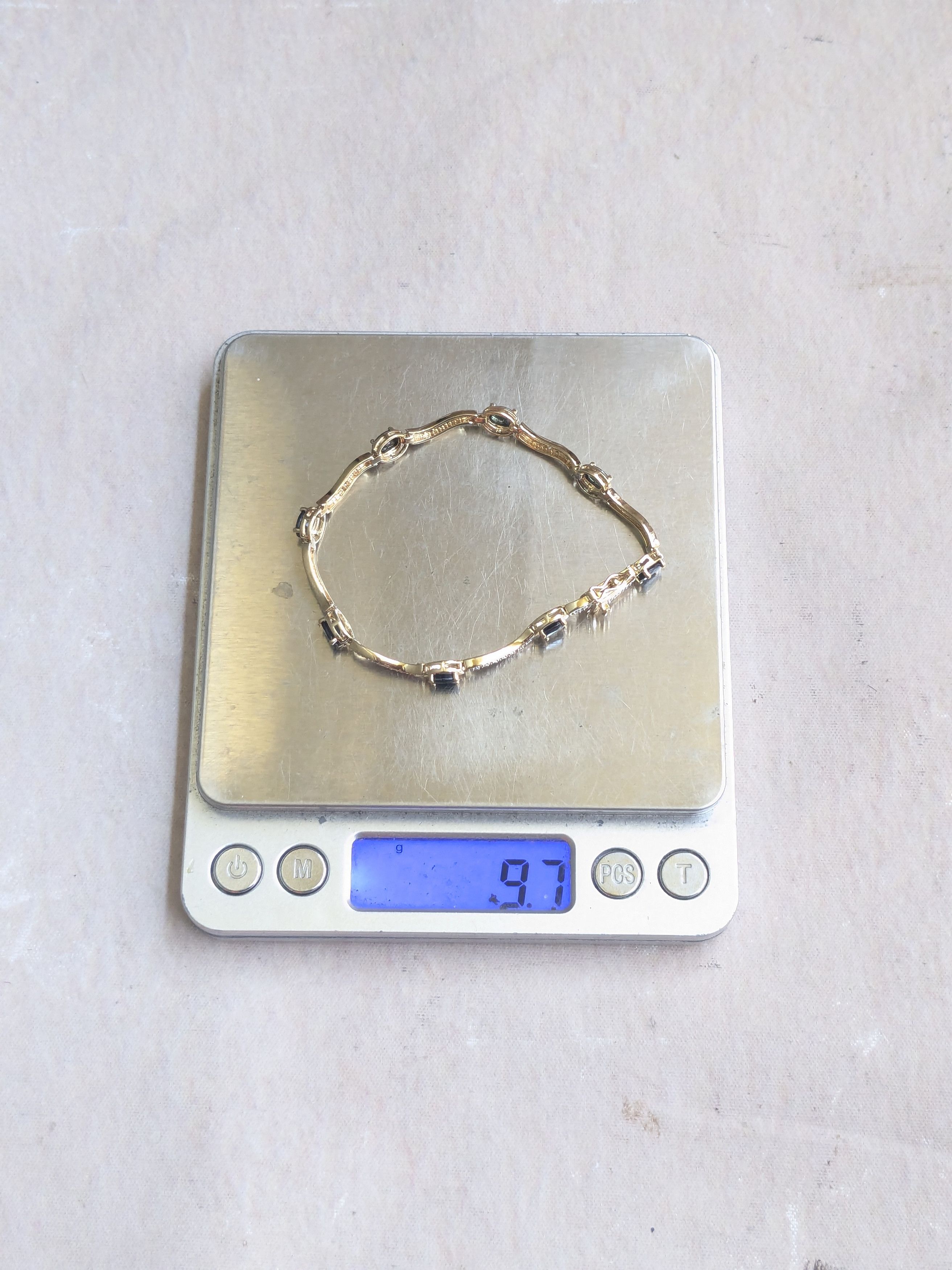 Sterling Silver Sterling Silver Tennis Bracelet Blue Gold Plated 7.25" Oval Size ONE SIZE - 12 Thumbnail