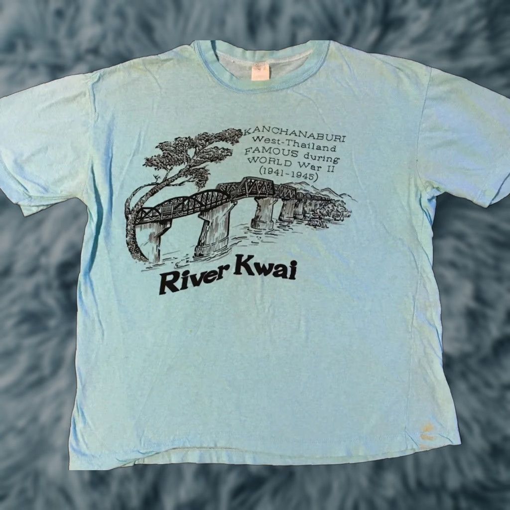 Vintage VINTAGE Shirt XS Green 80s Thailand River Kwai Distressed Grunge Single Stitch Unisex Adults T-Shirt Military War Warriorなる Size US XS / EU 42 / 0 - 1 Thumbnail