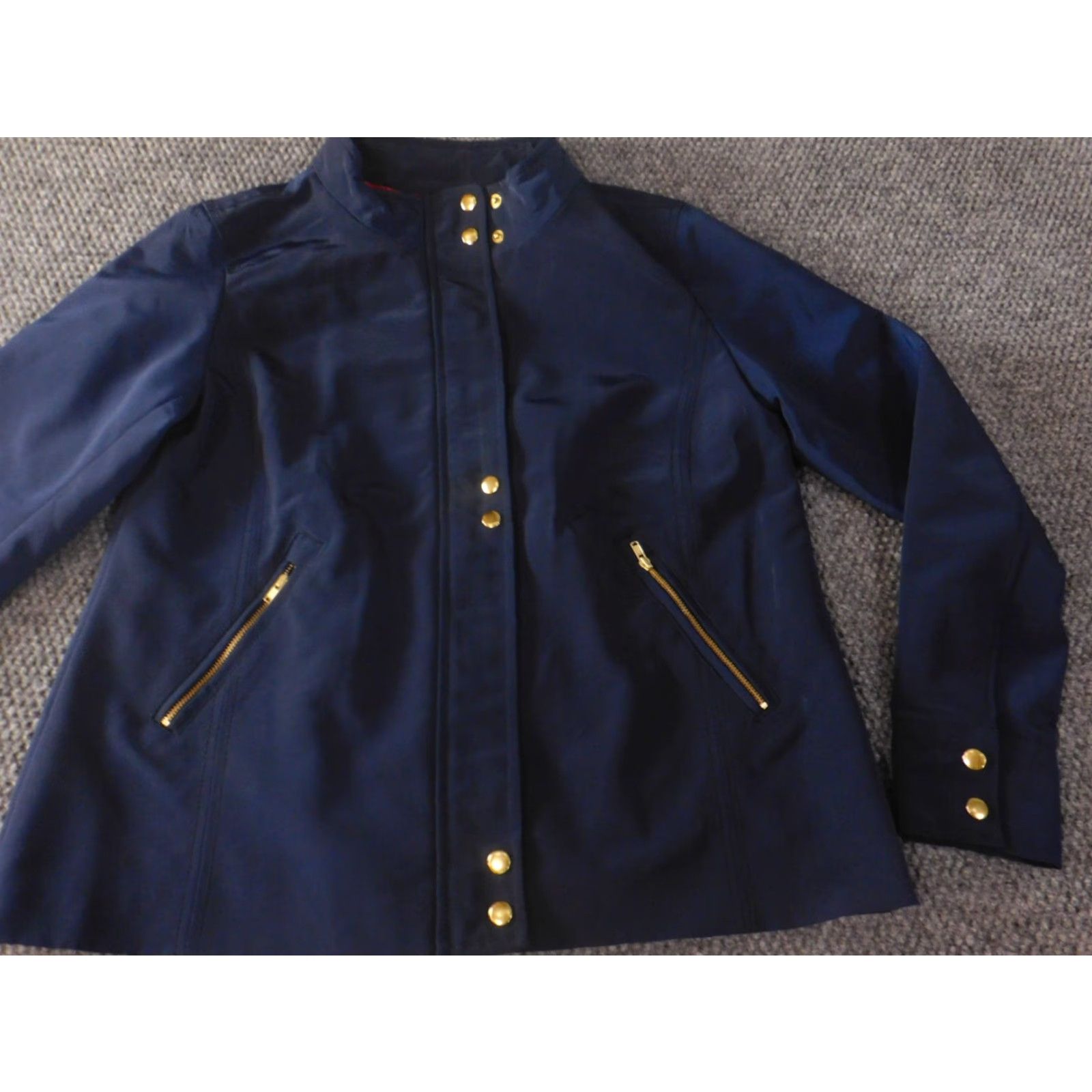 Vintage Crown & Ivy Womens Jacket XS Blue Zip Snap Soft-shell Regular Length Knit Polyester Lining Zipper Casual (Vintage: No) Size XS / US 0-2 / IT 36-38 - 3 Thumbnail