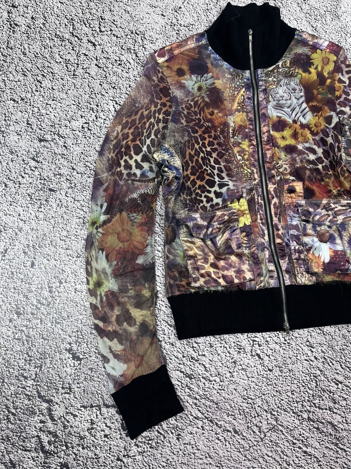 Japanese Brand Vintage Mesh Printed Animal Zip Jacket Floral Cavalli Style Size M / US 6-8 / IT 42-44 - 5 Thumbnail