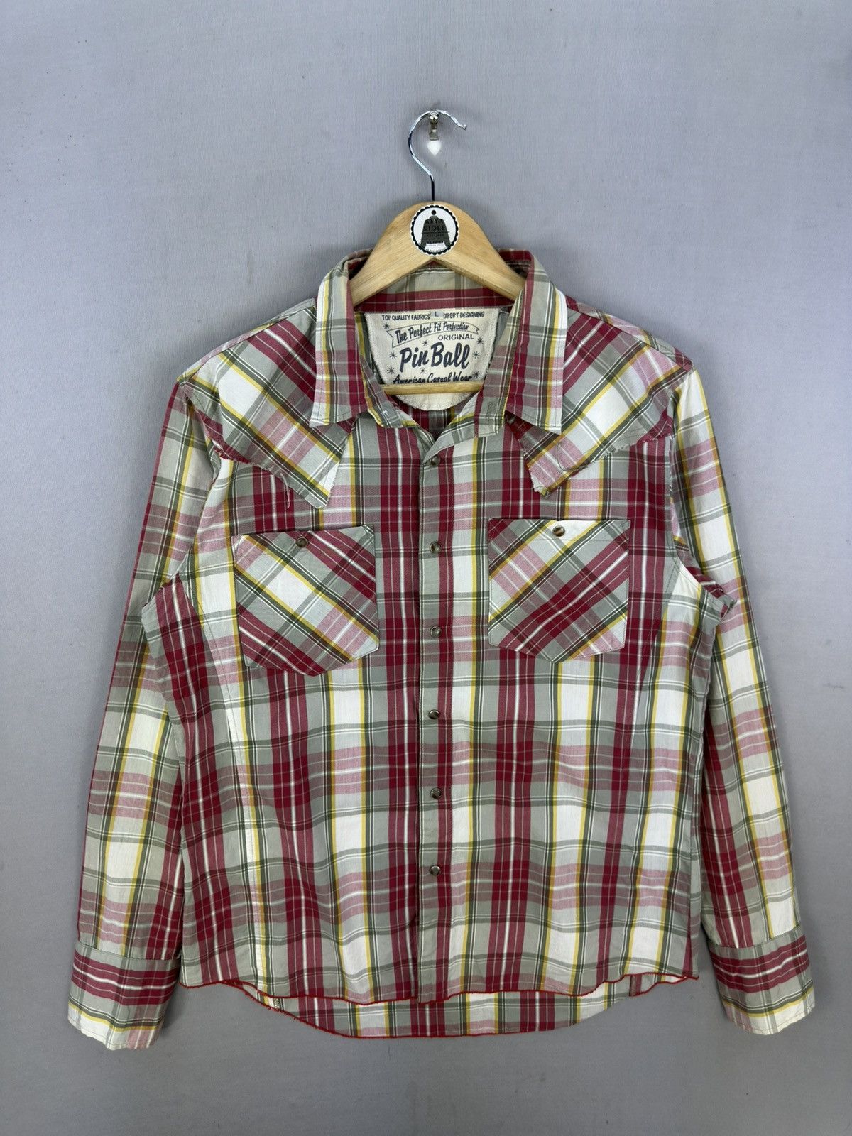 Japanese Brand Pin Ball Plaid Check Western Shirt Size US M / EU 48-50 / 2 - 1 Thumbnail