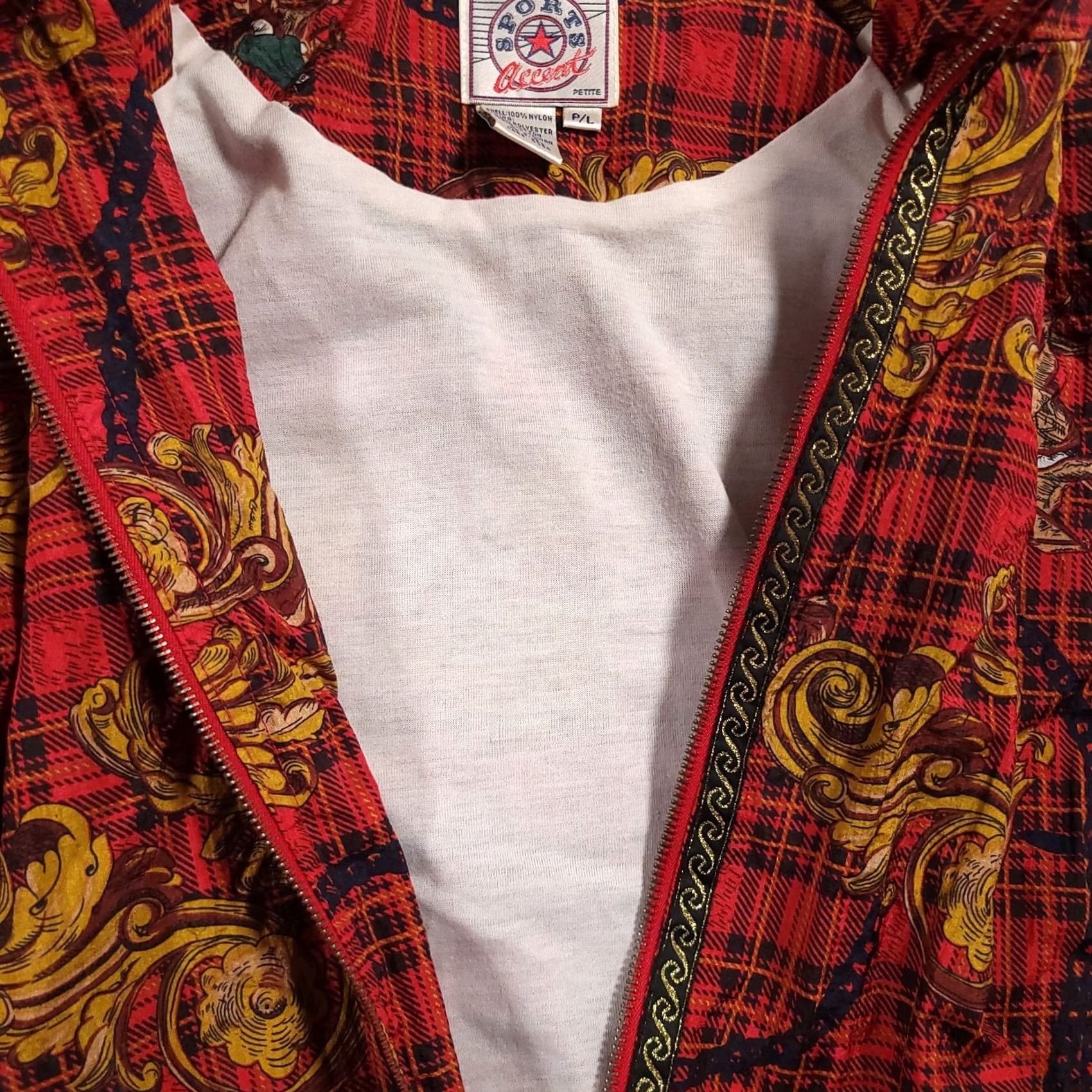 Vintage VINTAGE Sports Accent Jacket Womens Petite Large Red Plaid Baroque Horse Equestrian 90s Size L / US 10 / IT 46 - 7 Thumbnail
