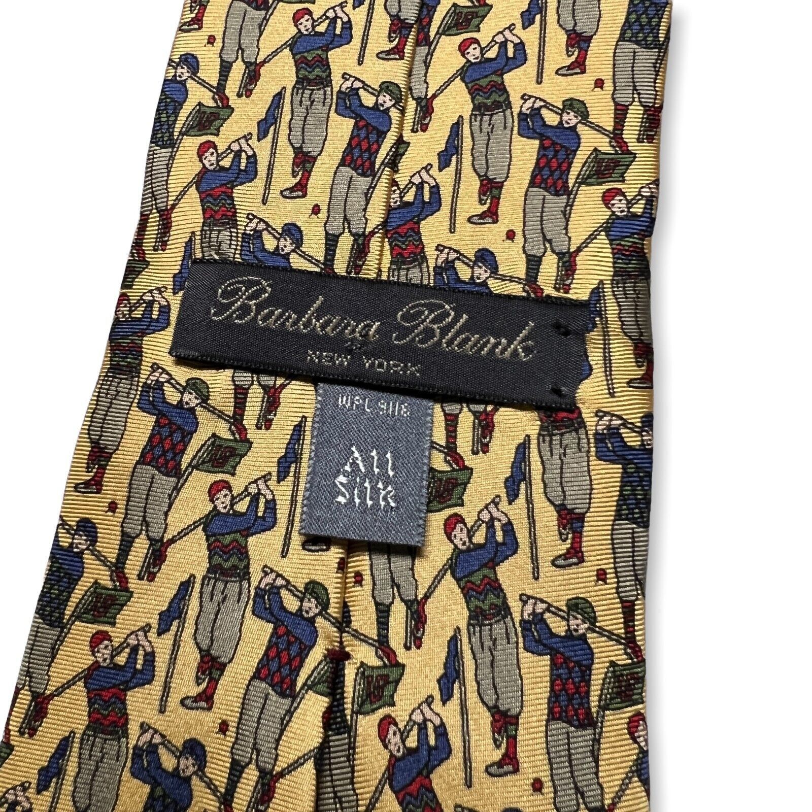 Other Barbara Blank NY Silk Golf Necktie Yellow Vintage Size ONE SIZE - 3 Thumbnail