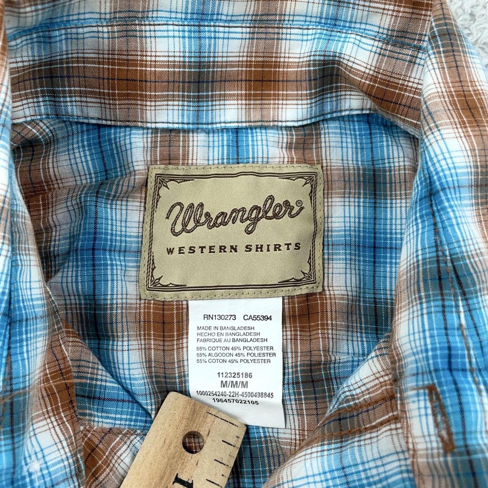 Wrangler Wrangler Shirt Mens M Blue Brown Plaid Western Cowboy Yoke Collared Pearl Snap Size US M / EU 48-50 / 2 - 7 Thumbnail