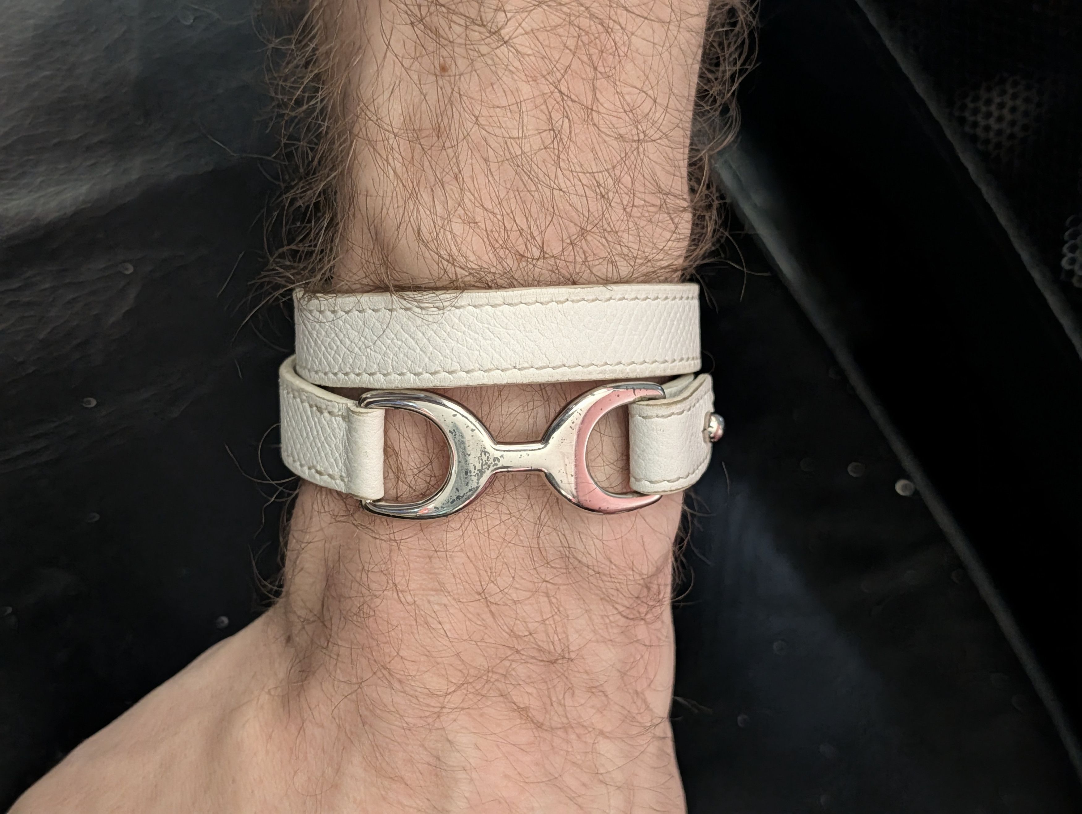Hermes White Calfskin Double Wrap Tour Bracelet Silver 2011 S Size ONE SIZE - 13 Thumbnail