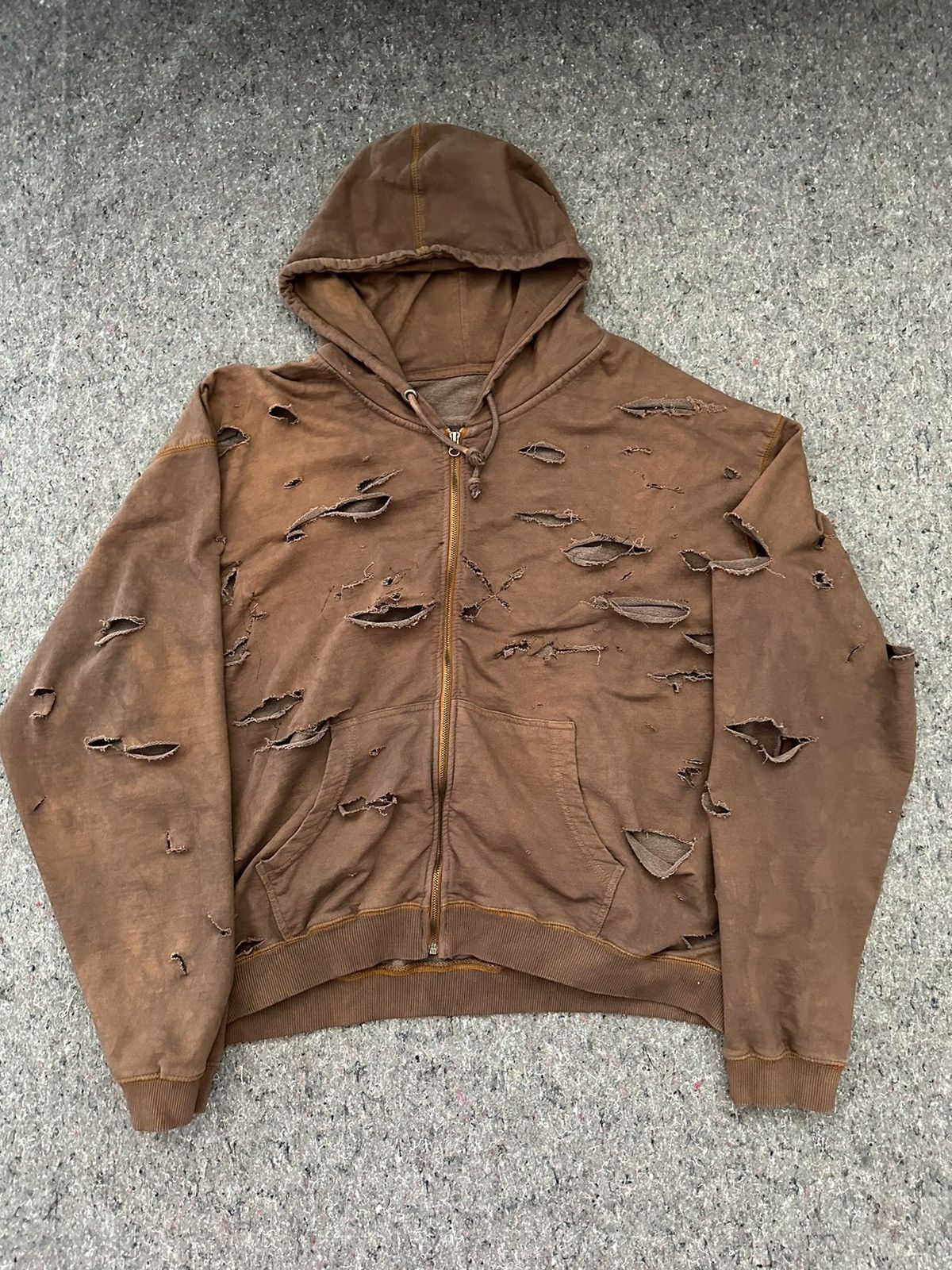 image of Distressed Hoodie in Brown, Men's (Size XL)