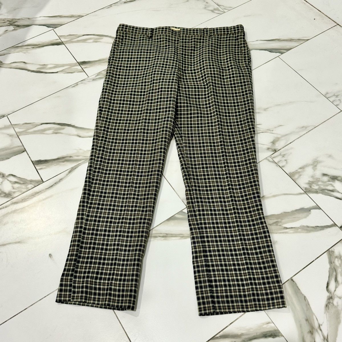 Vintage SICK TRUE VINTAGE 70s NAVY AND GOLD PLAID PANTS! Size US 36 / EU 52 - 1 Thumbnail
