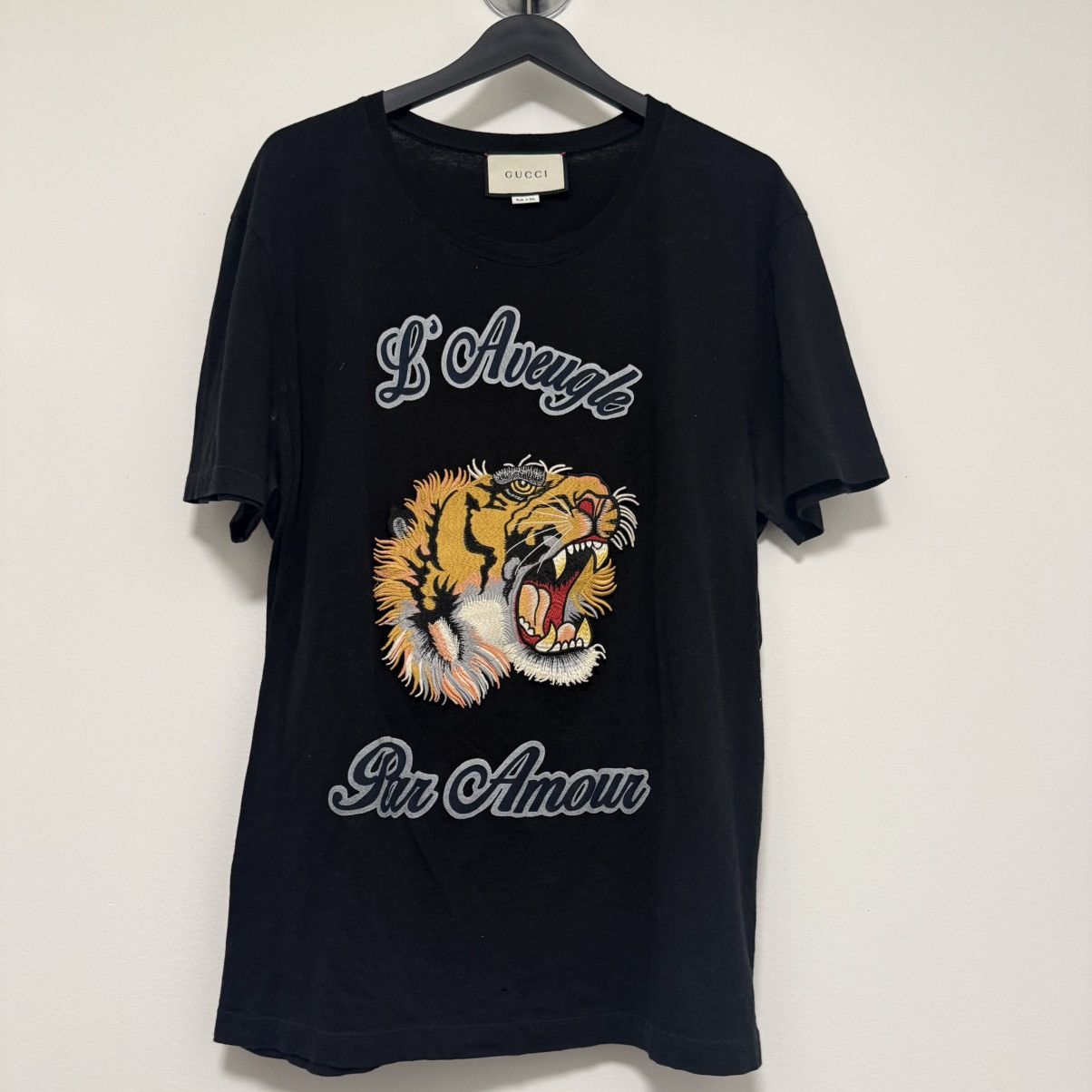 Gucci "Gucci ""L'Aveugle par Amour"" Applique Black T-Shirt Sz XL" Size US XL / EU 56 / 4 - 1 Thumbnail